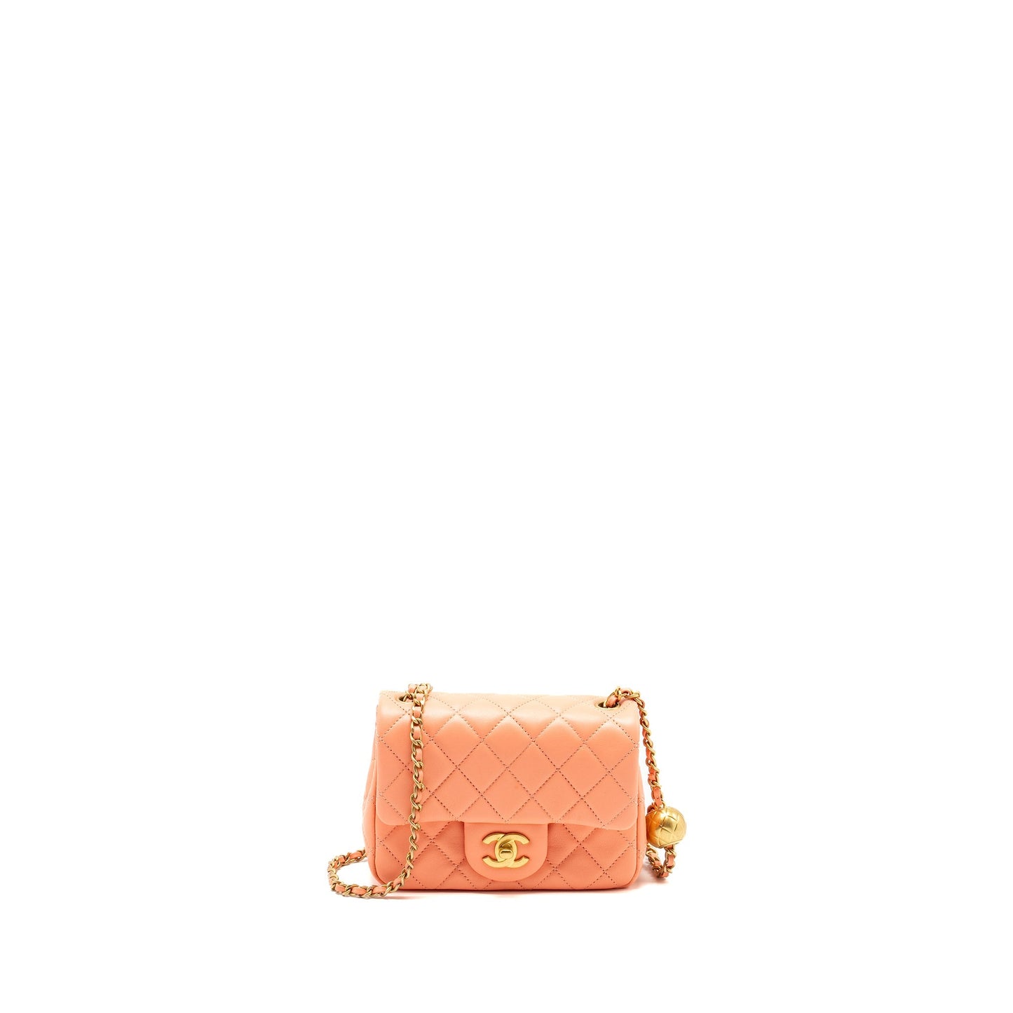 Chanel Pearl Crush Mini Square Lambskin Coral  (Microchip)