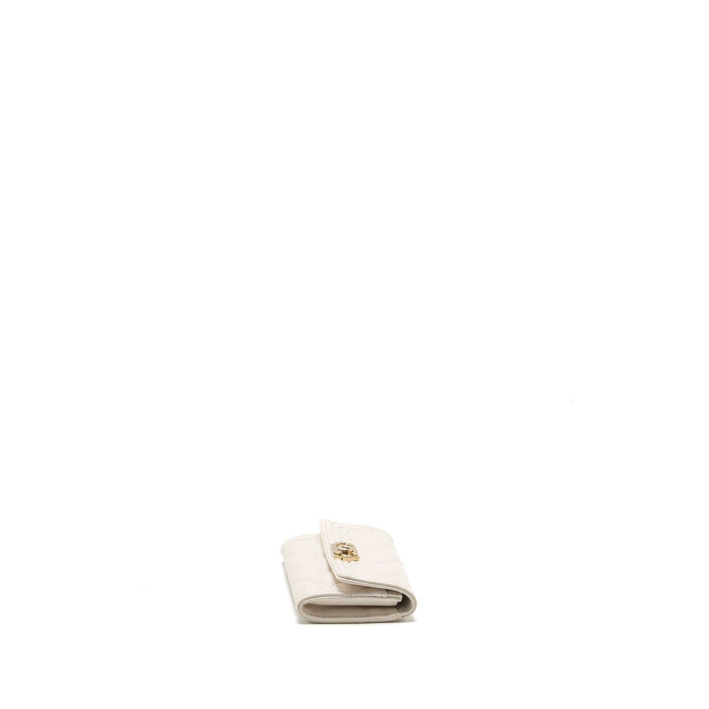 Chanel Boy Flap Card Holder Caviar White L