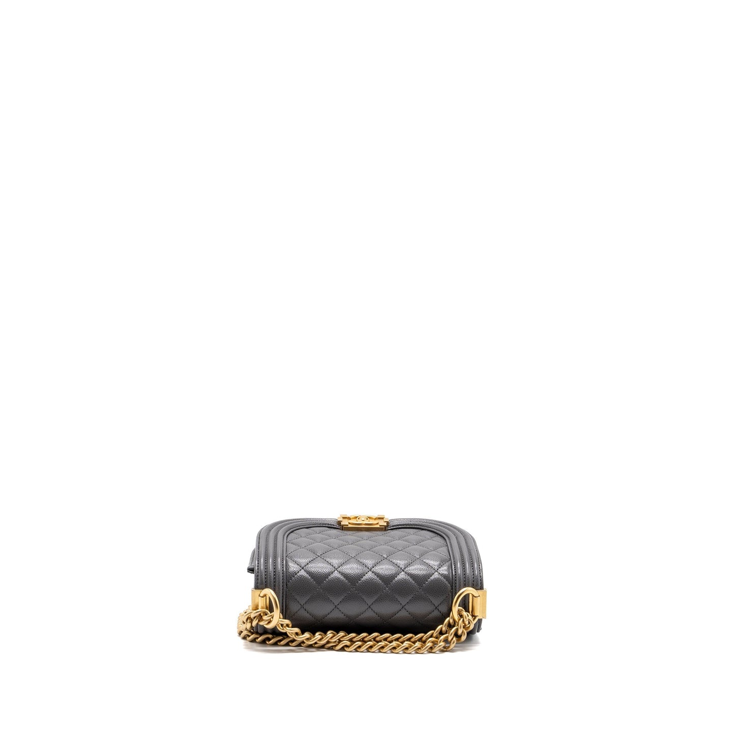 Chanel 22A Round Boy Messenger Bag Caviar Grey (Microchip)