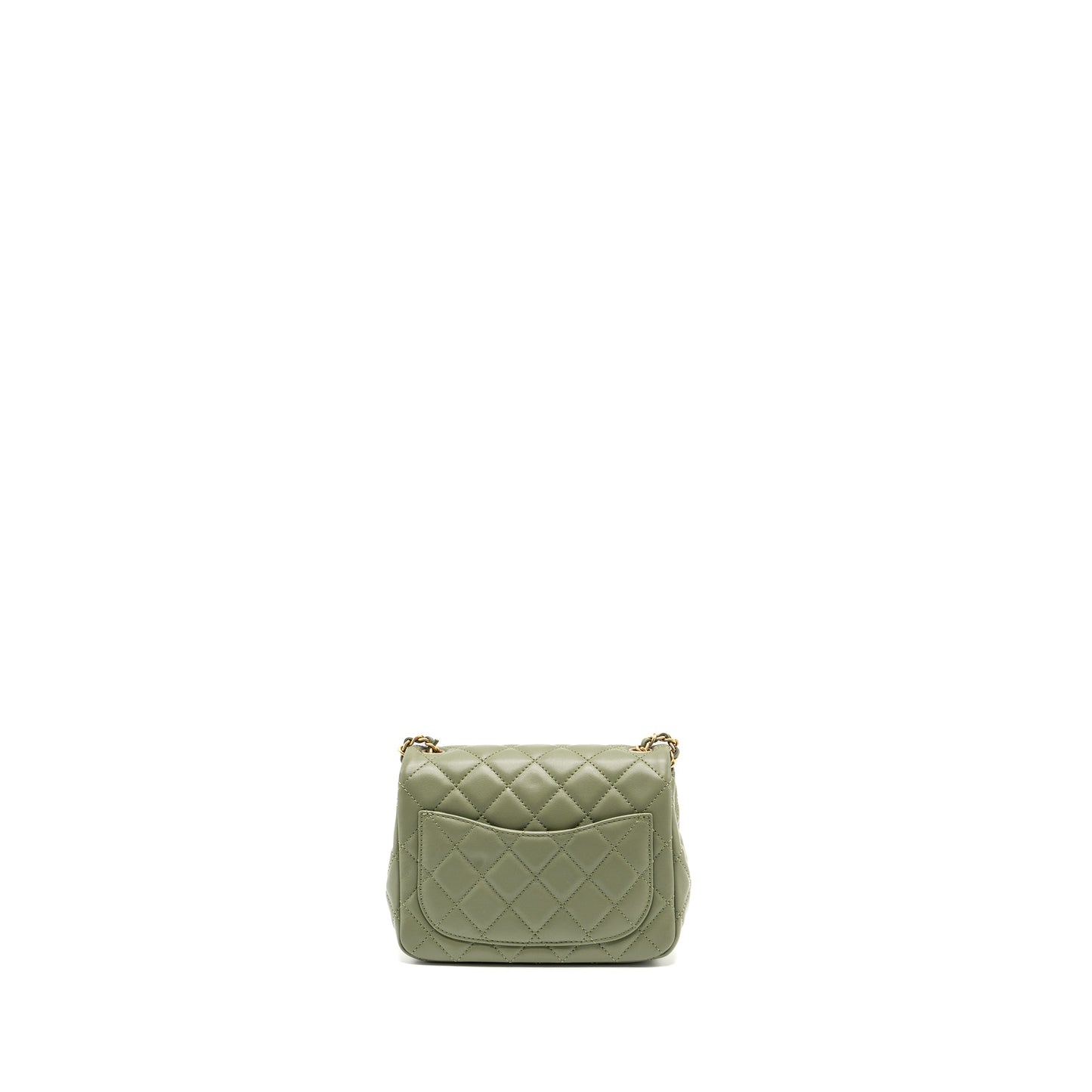 Chanel pearl crush mini square flap bag lambskin green  (microchip)