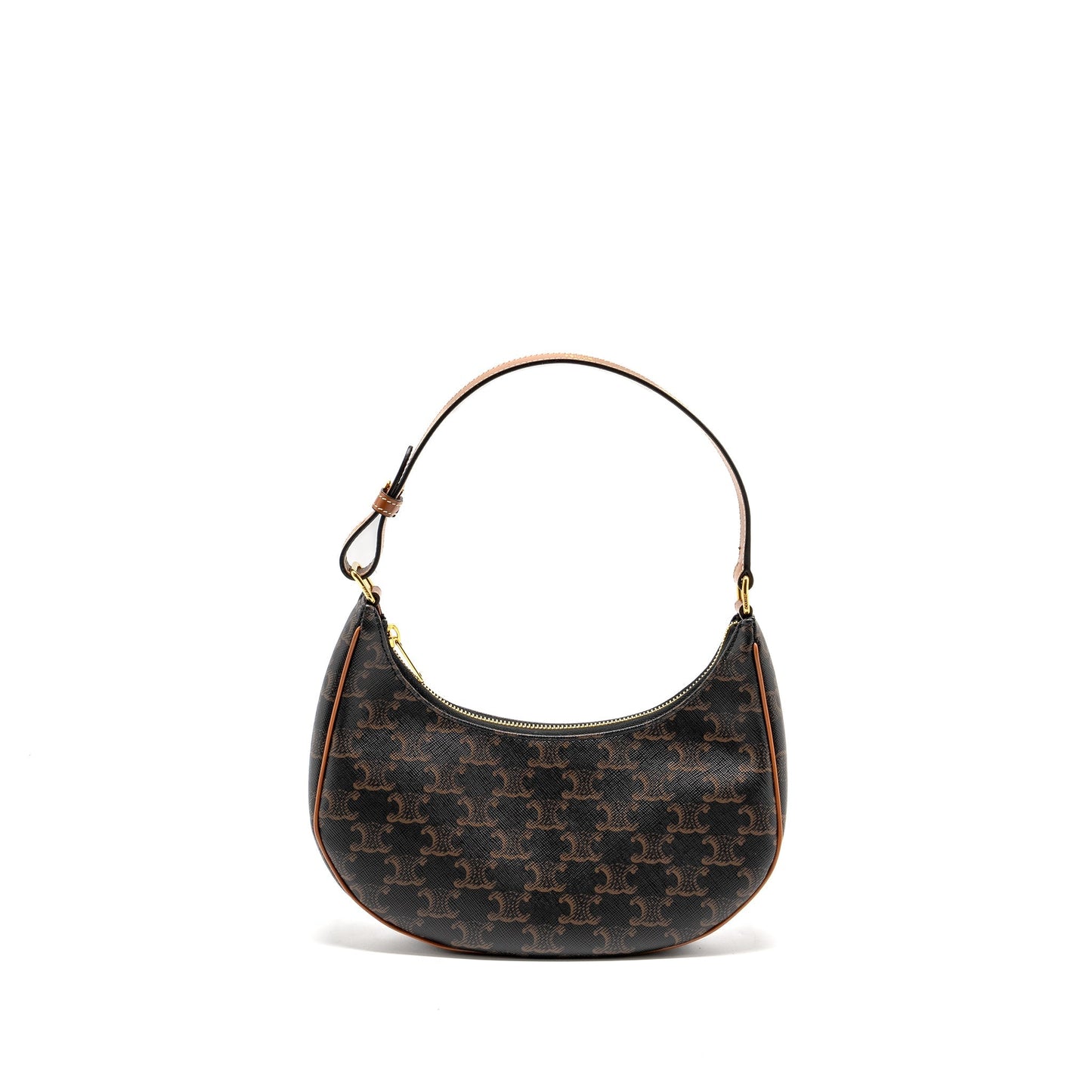 CELINE Purse Triomphe Canvas / Calfskin Tan