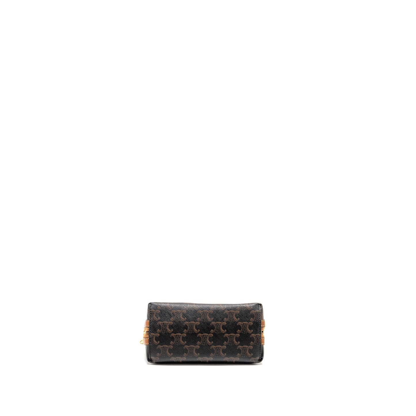Celine Clutch With Chain in Triomphe Canvas / Lambskin Tan