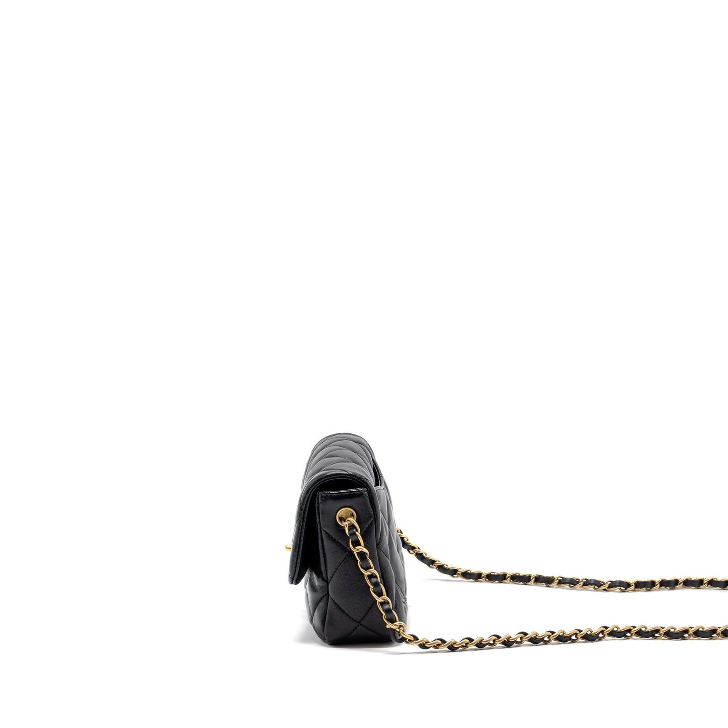 Chanel 23s Coco Love Flap Bag Lambskin Black Brushed (Microchip)