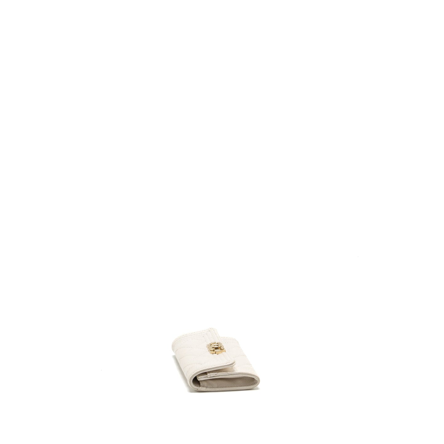 Chanel Boy Flap Card Holder Caviar White L