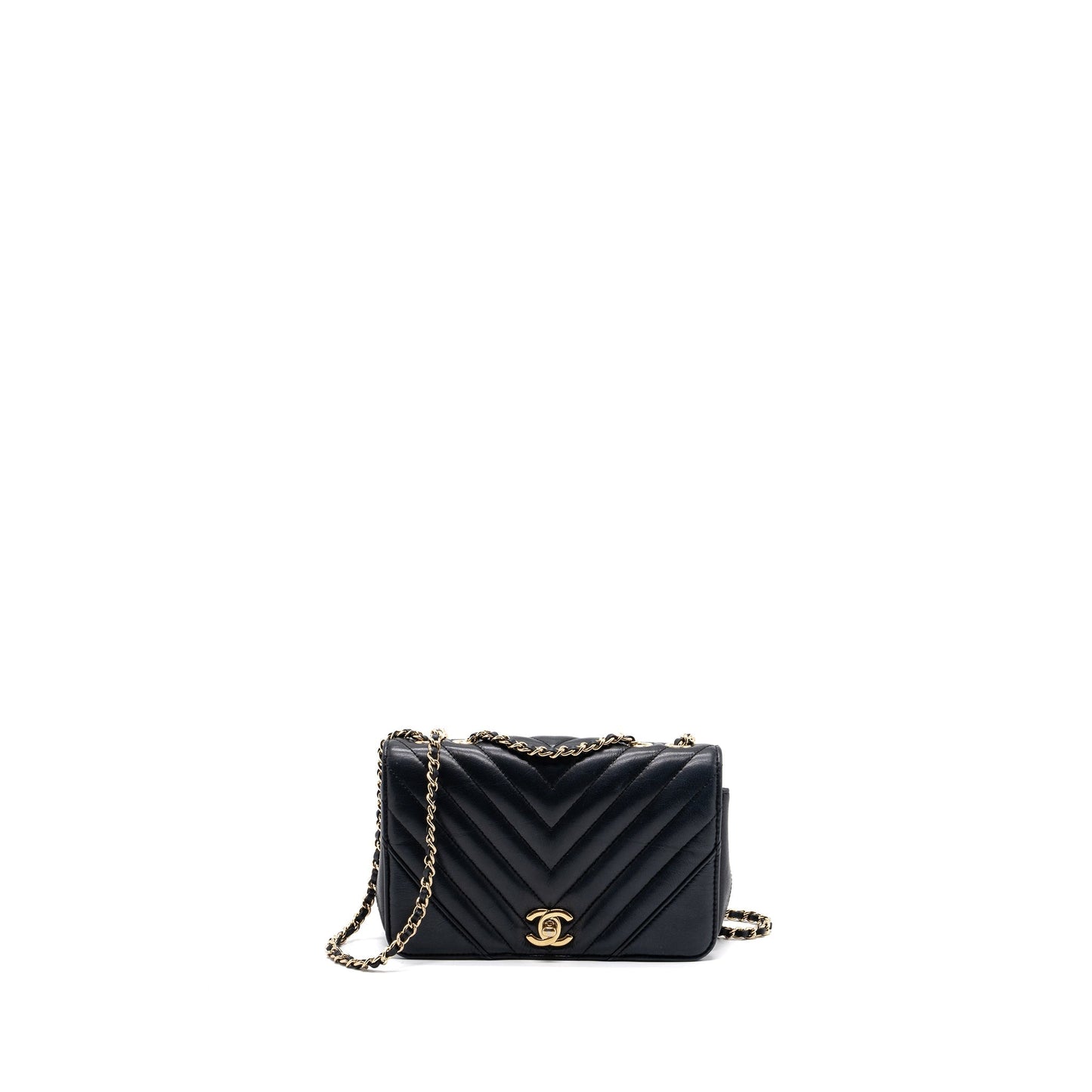 Chanel Chevron Flap Bag Calfskin Black