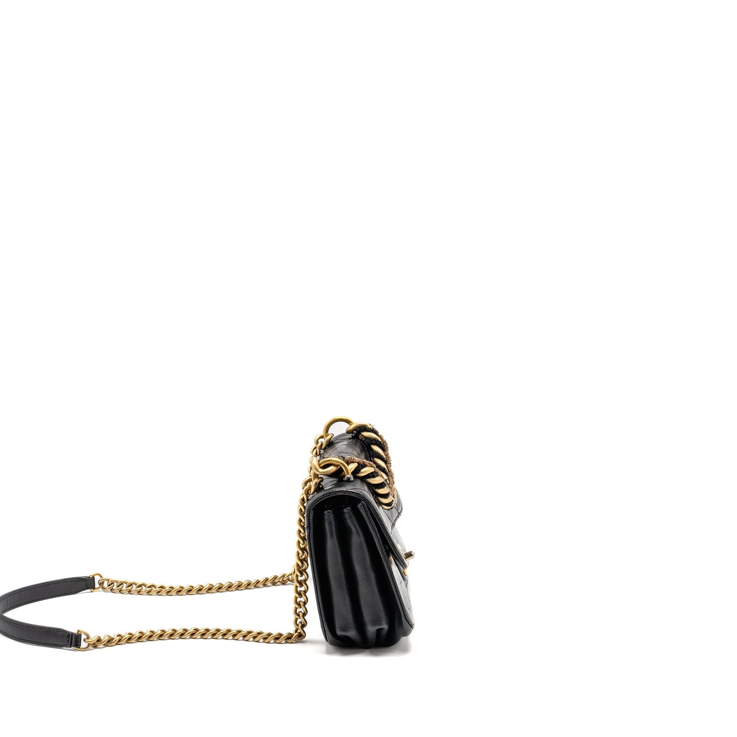 Chanel Quilted Flap Bag with Giant Chain Handle Calfskin Black