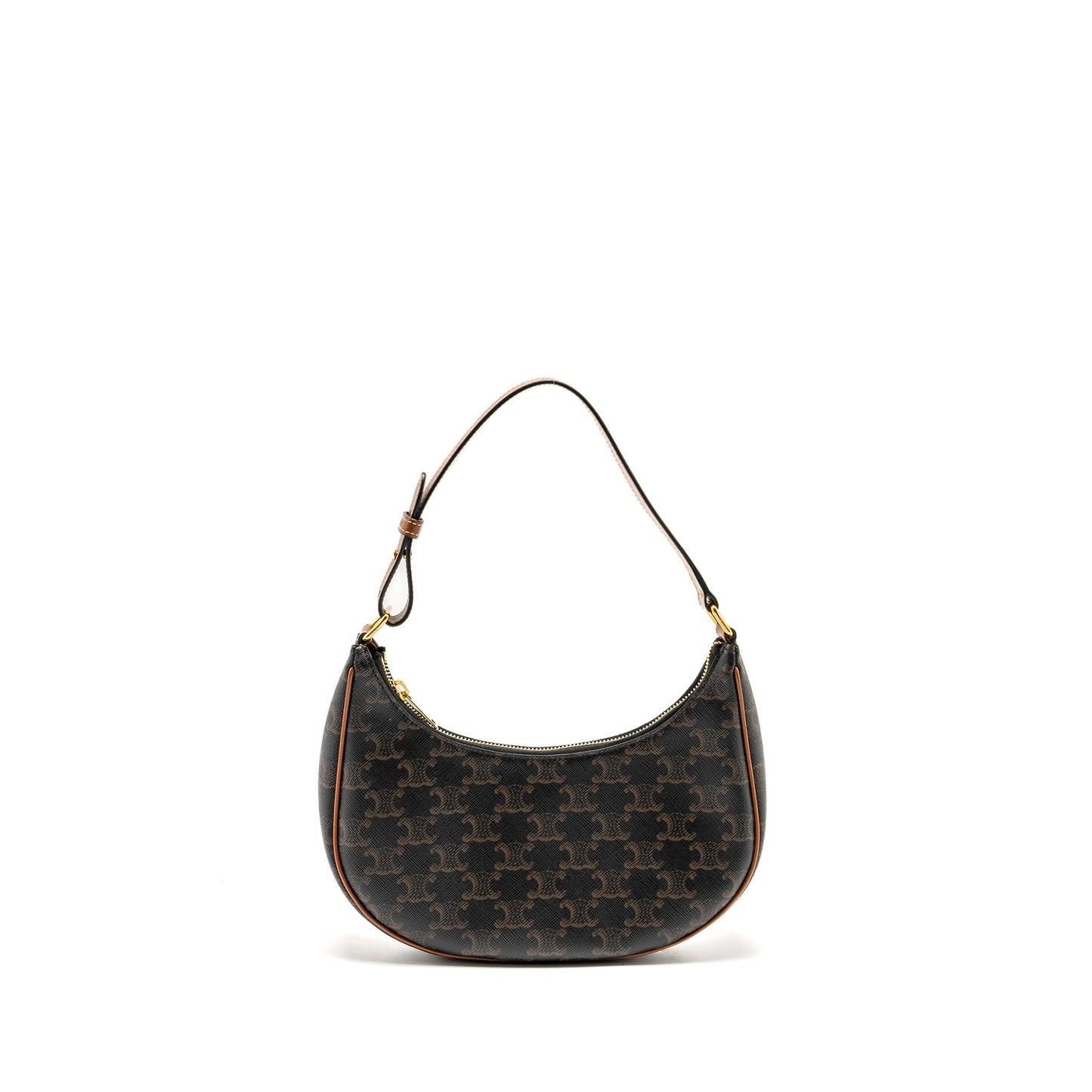 CELINE Purse Triomphe Canvas / Calfskin Brown