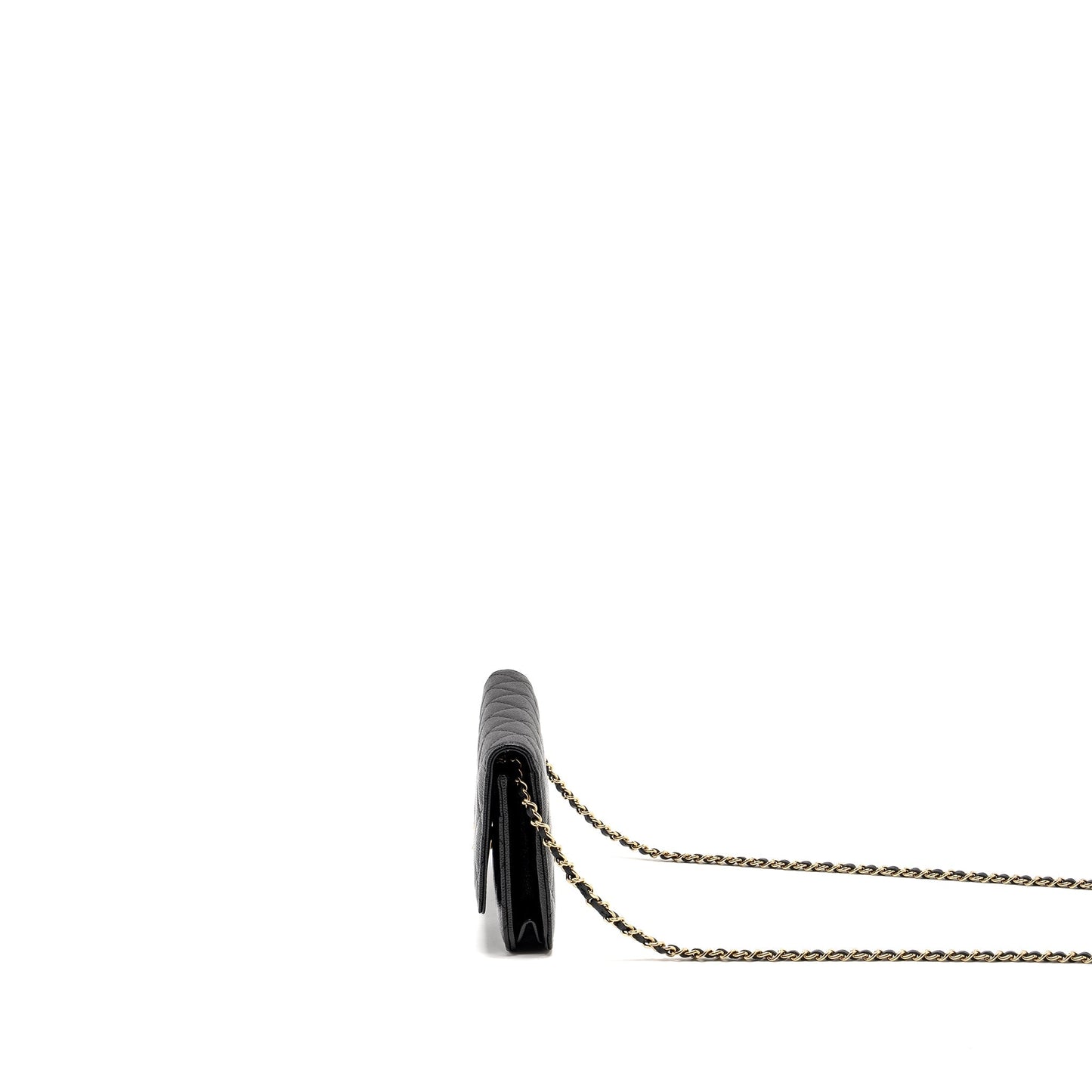 Chanel Detailed CC Logo Wallet on Chain Caviar Black  (Microchip)