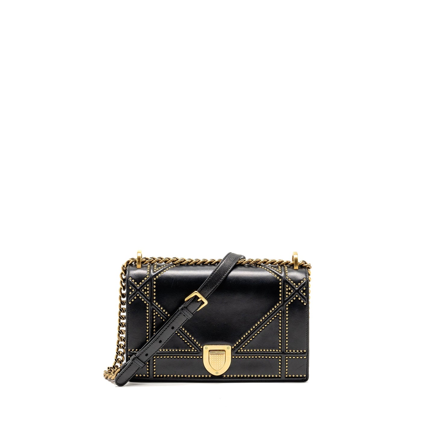 Dior Medium Studded Diorama Lambskin Black