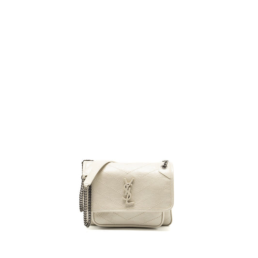 Saint Laurent/ Niki Baby Flap Purse Calfskin white