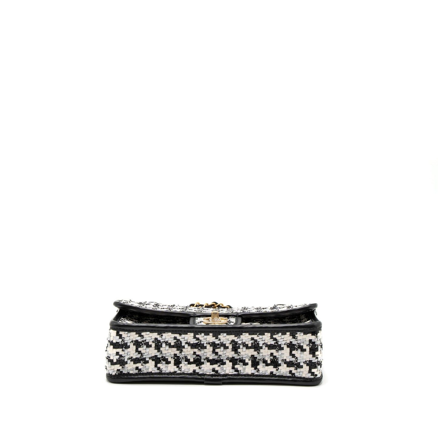 Chanel 23C Houndstooth Weaving Flap Bag Tweed/Lambskin Black/White Brushed  (Microchip)