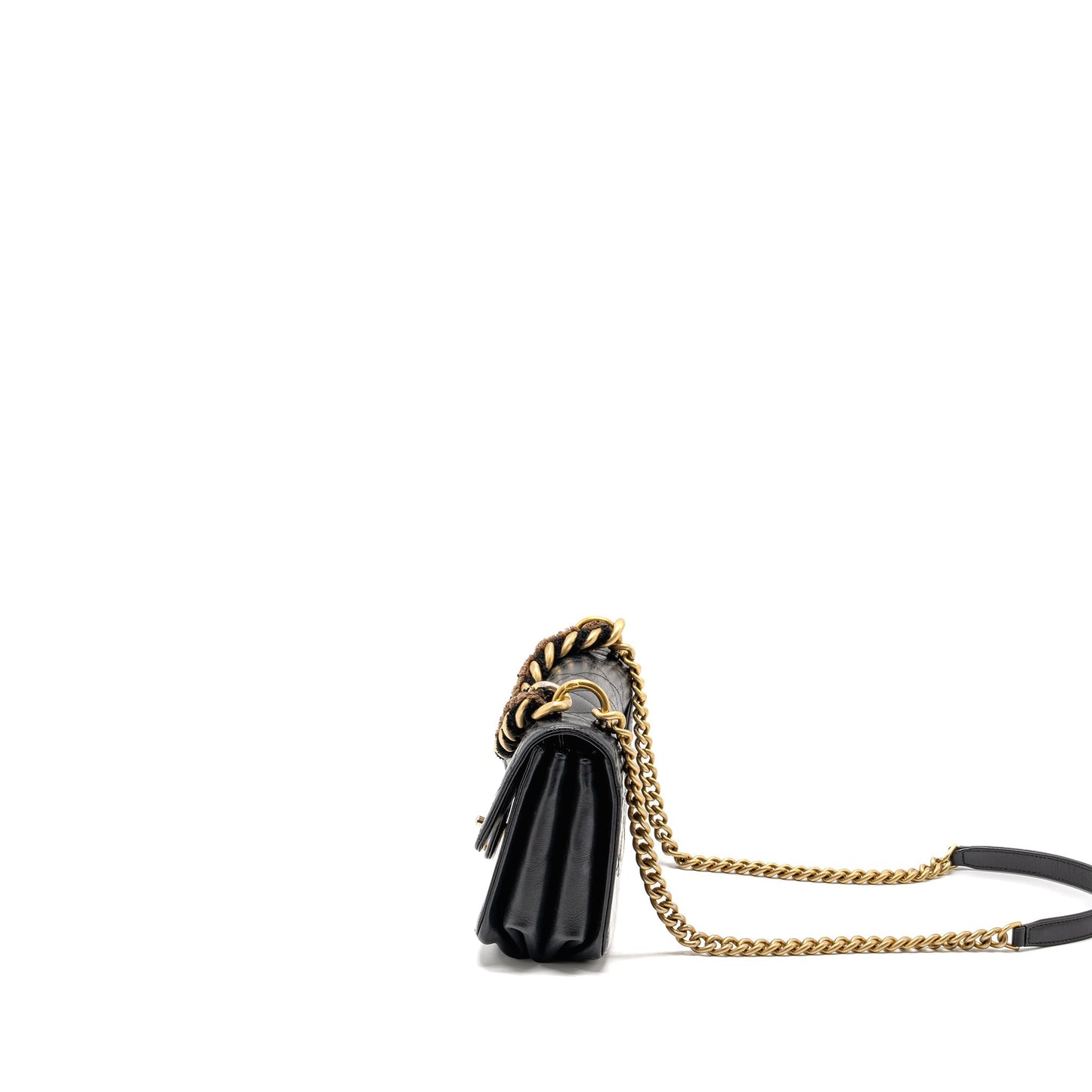 Chanel Quilted Flap Bag with Giant Chain Handle Calfskin Black