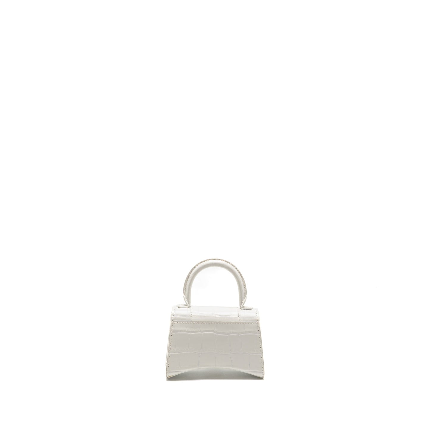Balenciaga Hourglass Purse Crocodile-Embossed Calfskin White