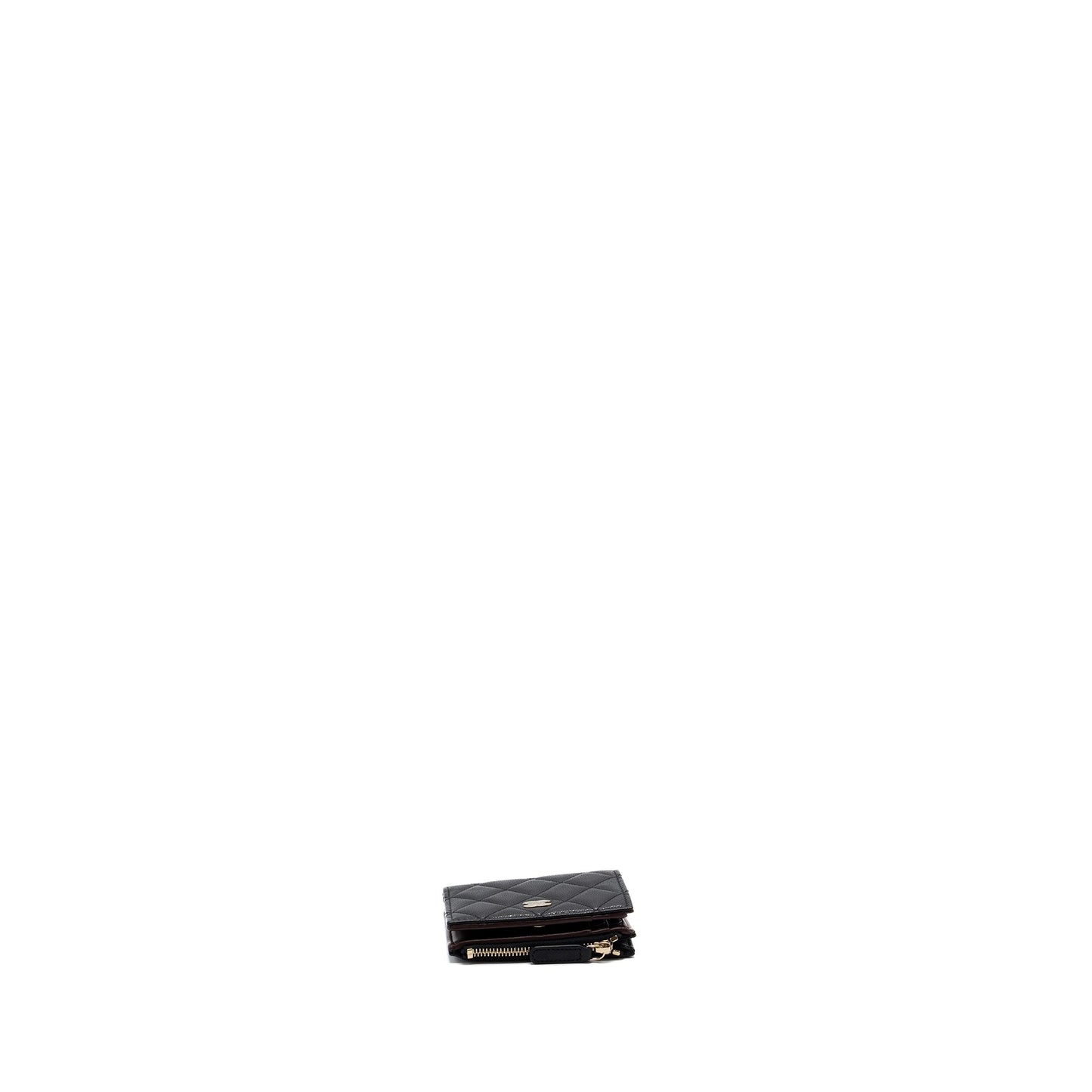 Chanel quilted fold wallet caviar black L (microchip)