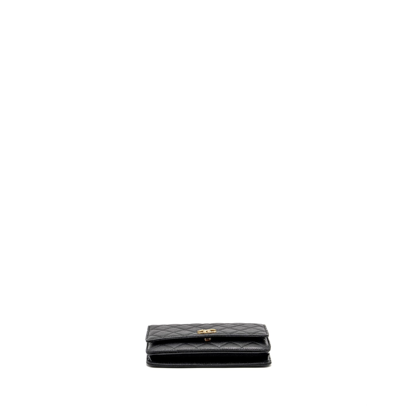 Chanel Detailed CC Logo Wallet on Chain Caviar Black  (Microchip)