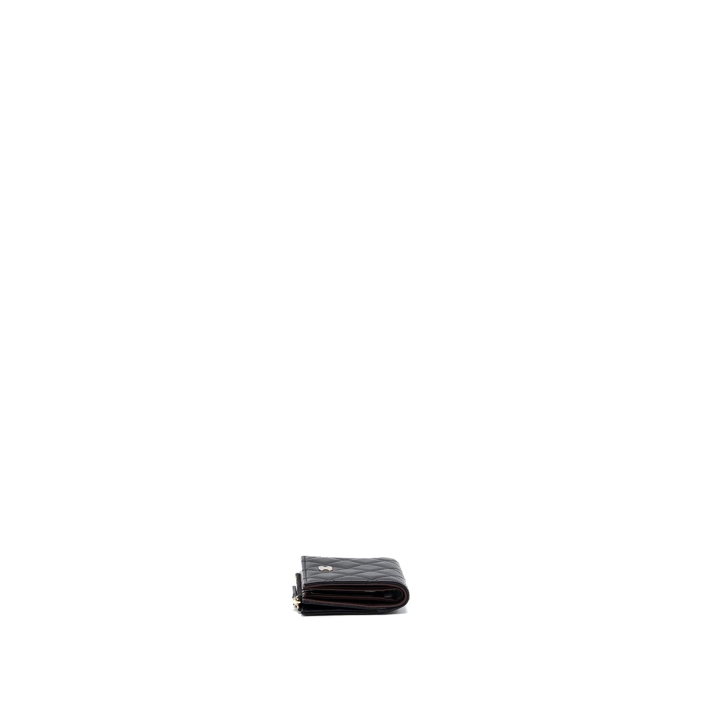 Chanel quilted fold wallet caviar black L (microchip)