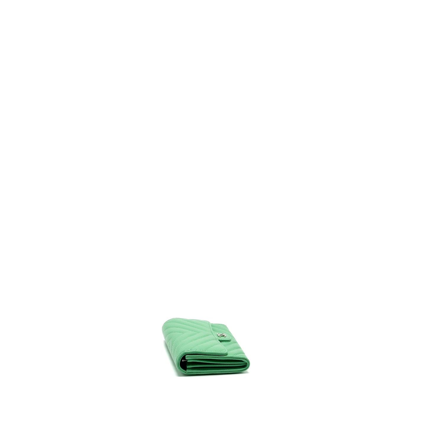Chanel Classic Flap Wallet Chevron Caviar Green