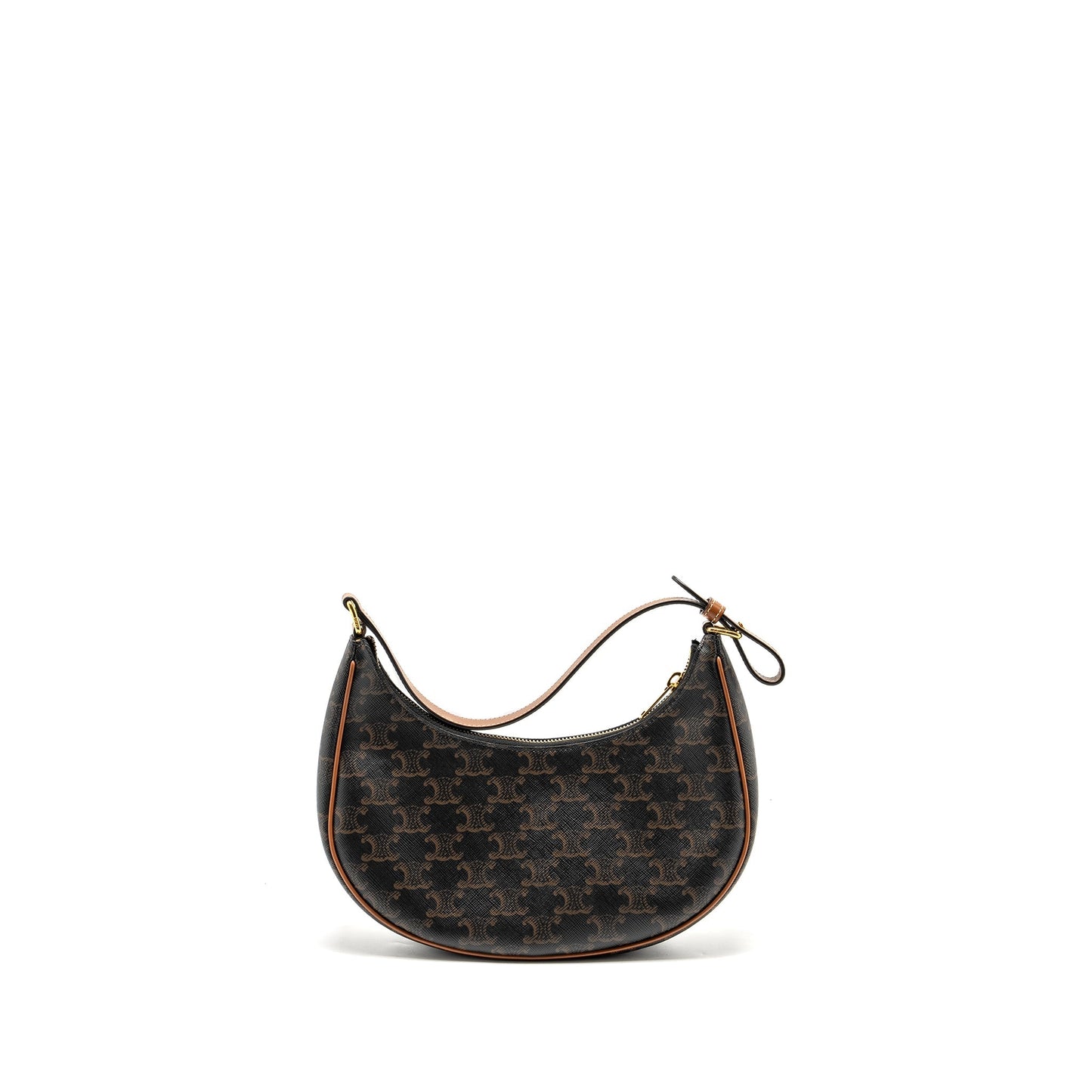 CELINE Purse Triomphe Canvas / Calfskin Brown