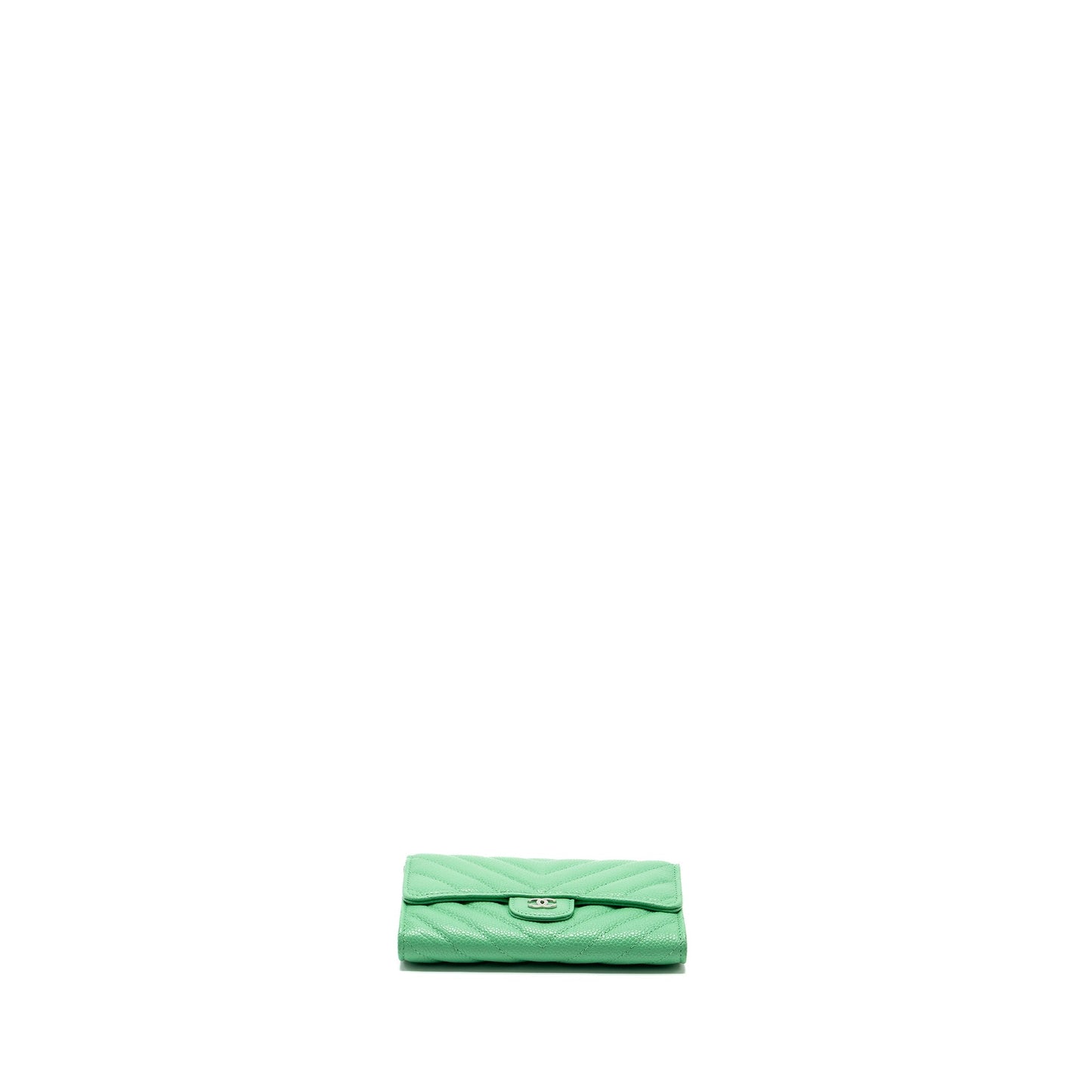 Chanel Classic Flap Wallet Chevron Caviar Green