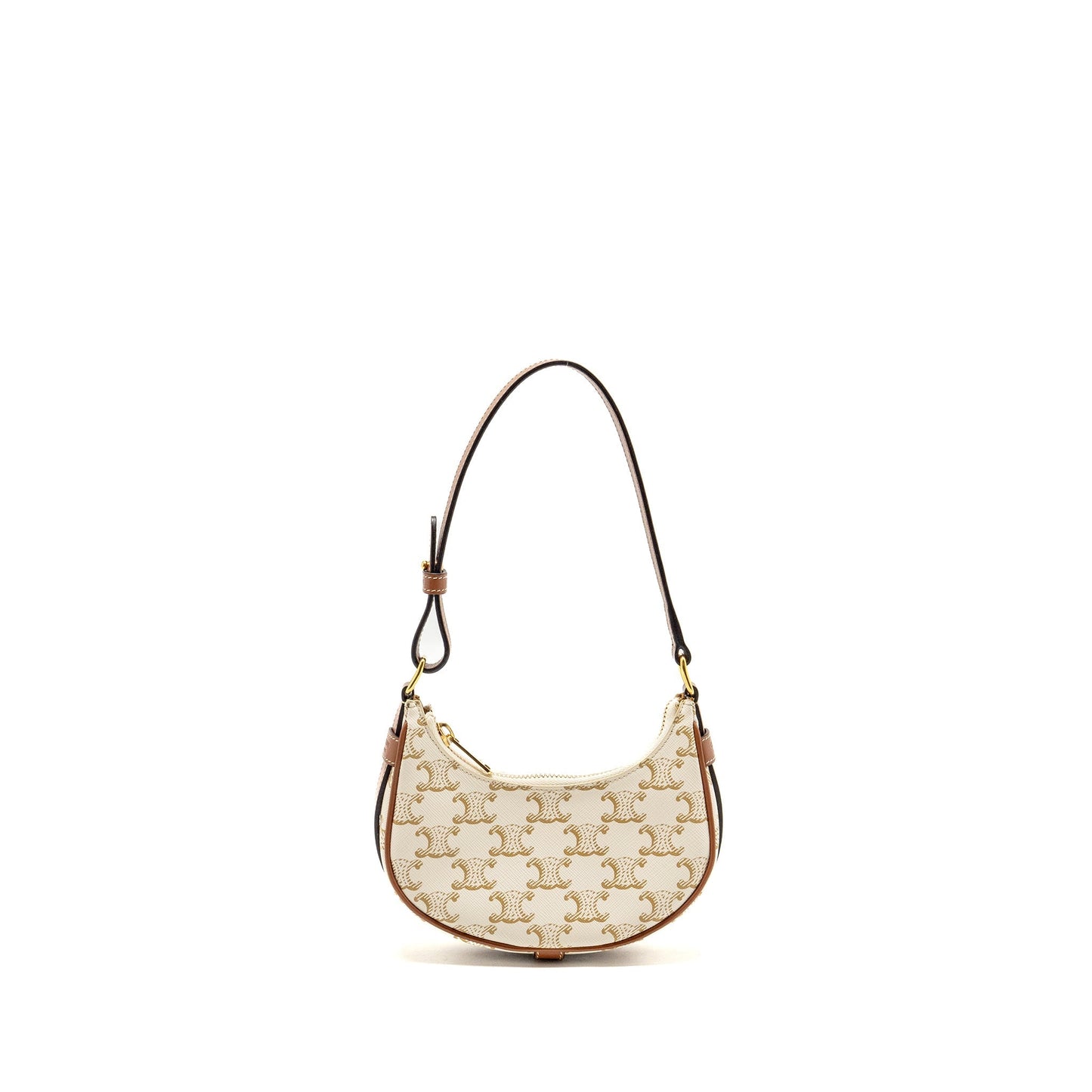 Celine Mini Ava Purse Triomphe Canvas/Calfskin White/brown