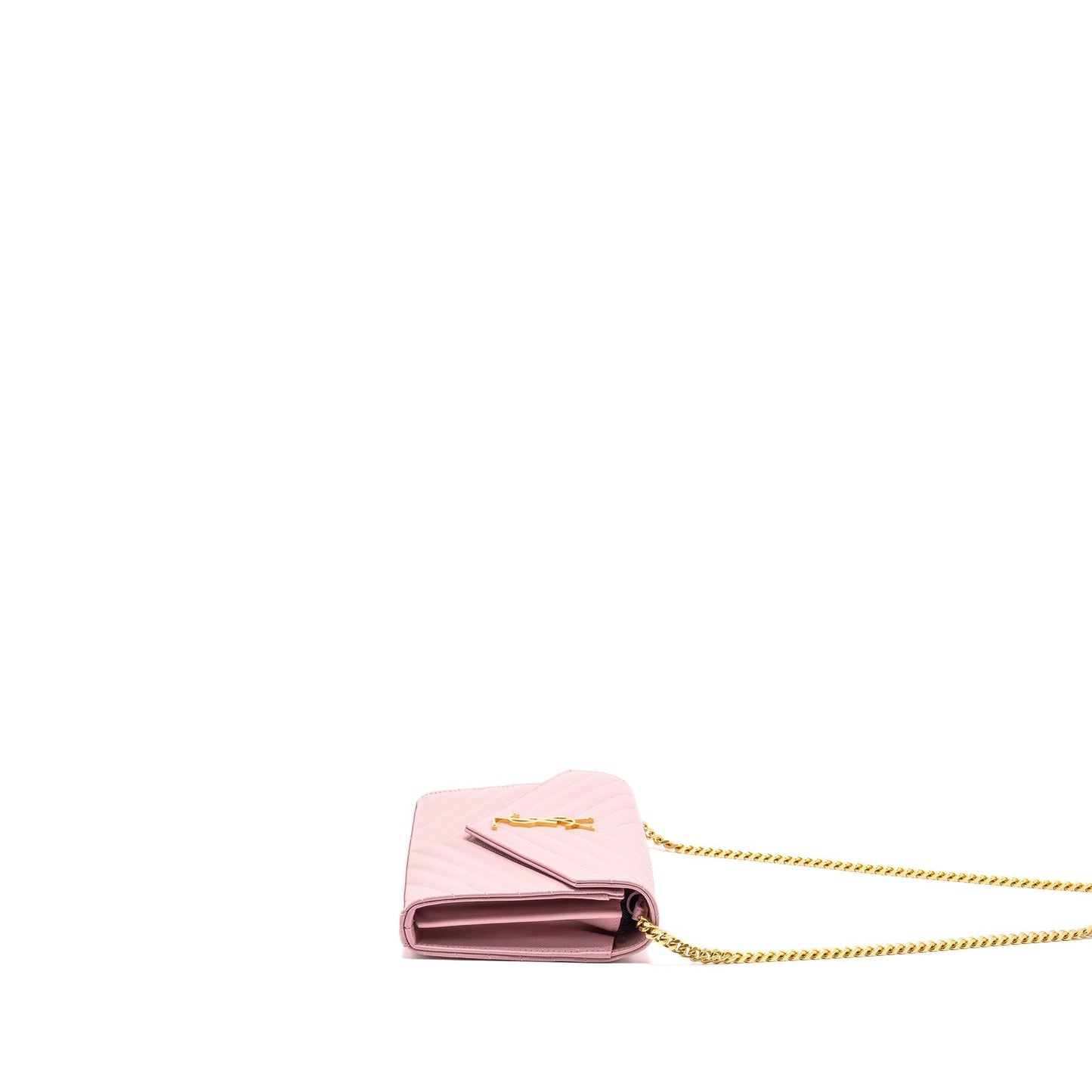 Saint Laurent / Cassandre Matelasse Wallet on Chain Grained Calfskin PInk