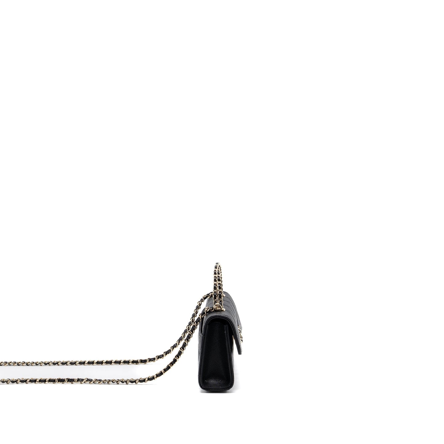 Chanel top handle mini flap bag with chain caviar black L (microchip)