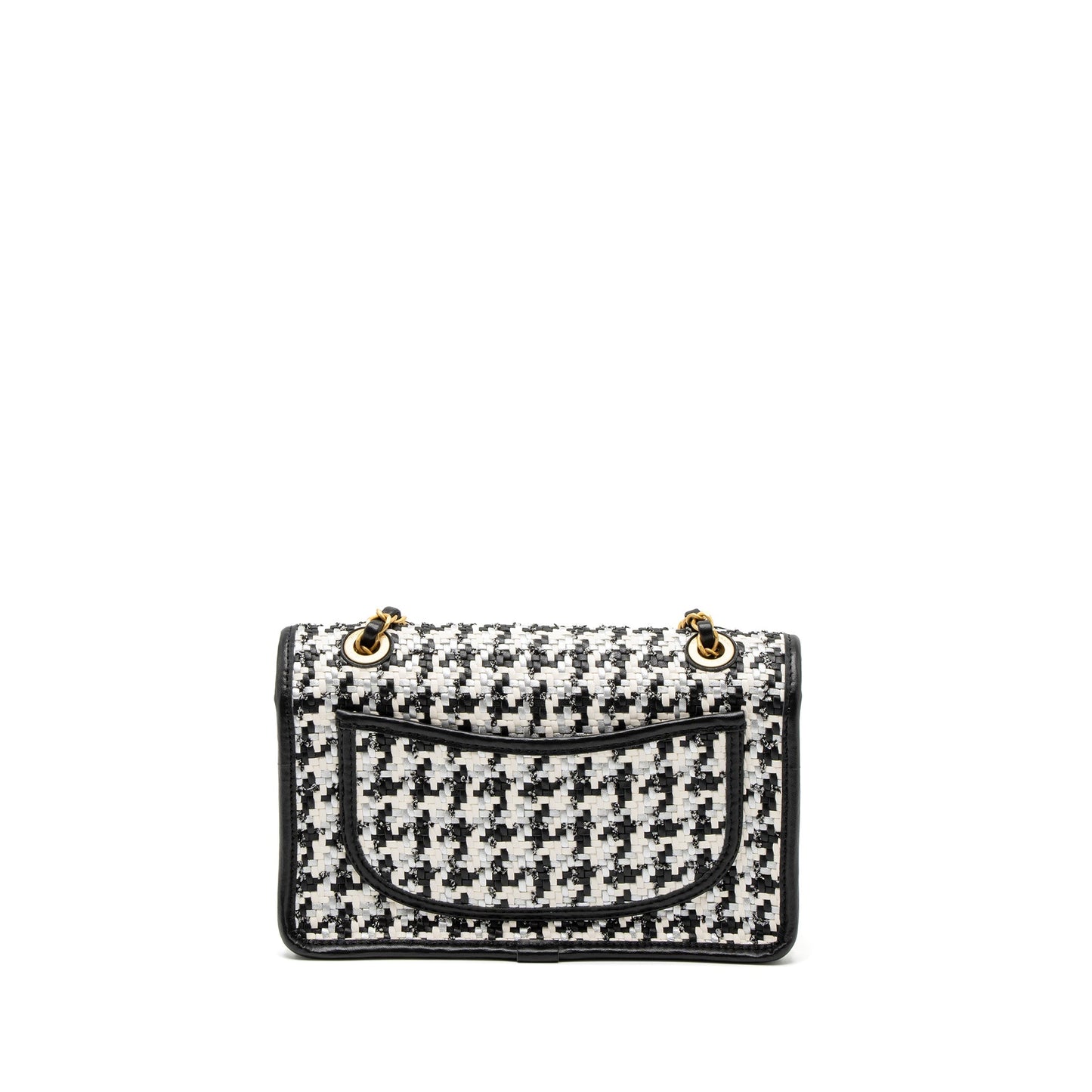Chanel 23C Houndstooth Weaving Flap Bag Tweed/Lambskin Black/White Brushed  (Microchip)
