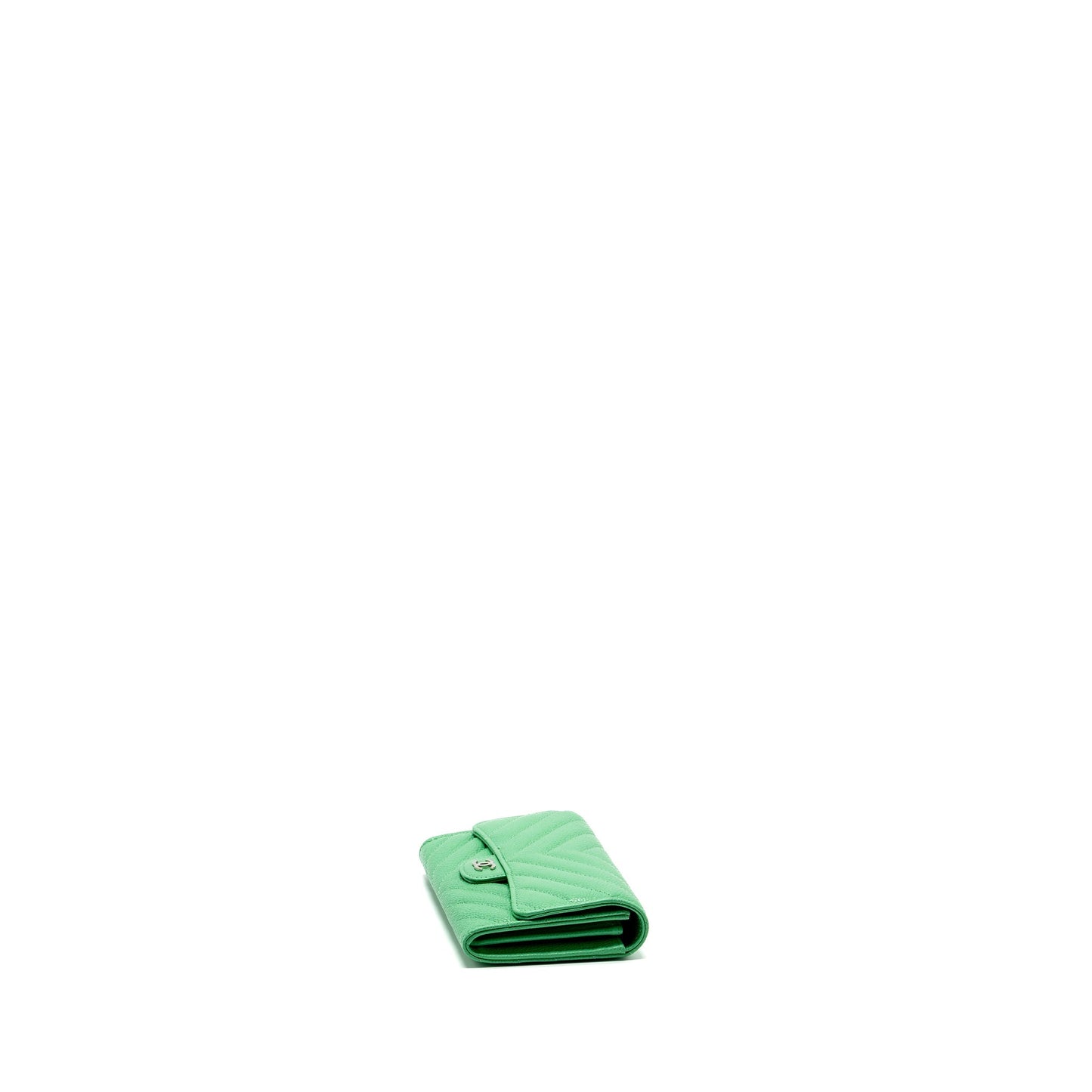 Chanel Classic Flap Wallet Chevron Caviar Green
