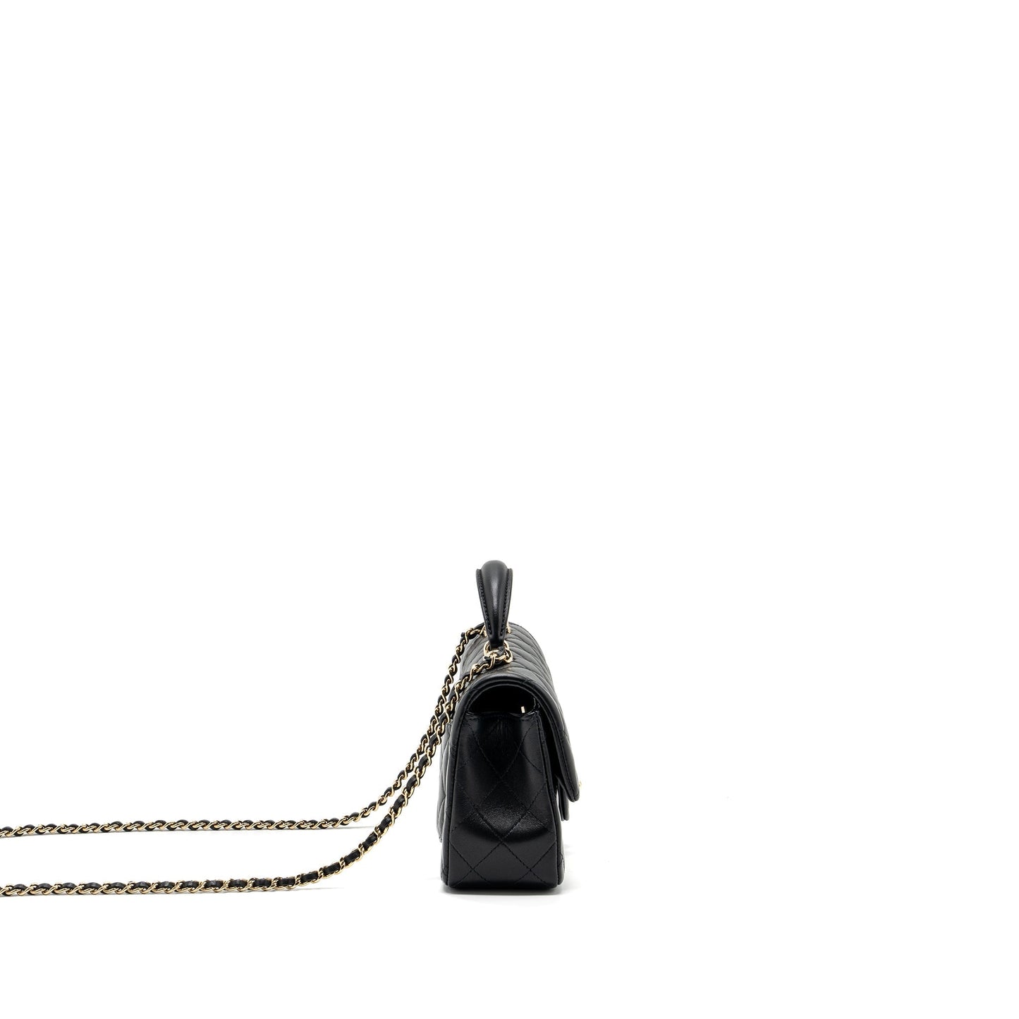 Chanel Top Handle Mini Rectangular Flap Bag lambskin Black L(Microchip)