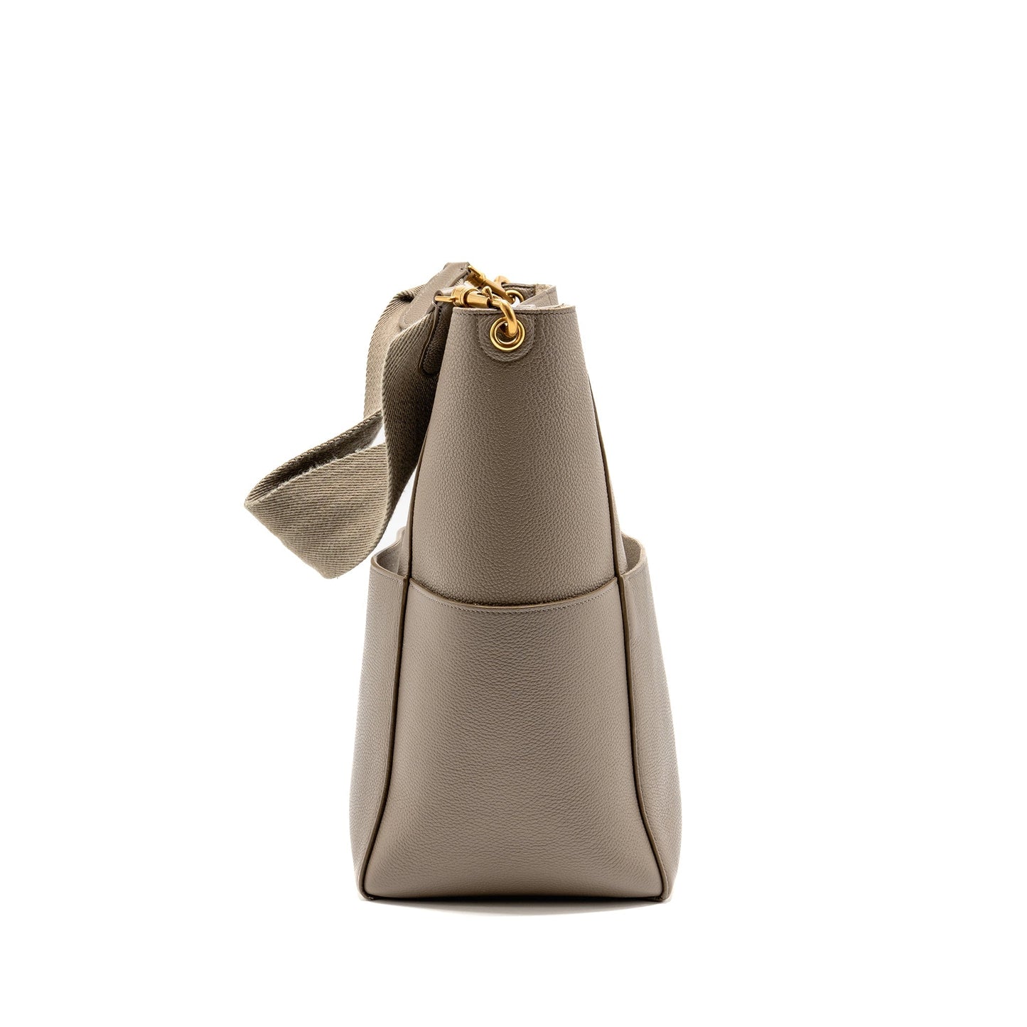 Celine Sangle Bucket Purse Grained Calfskin Grey