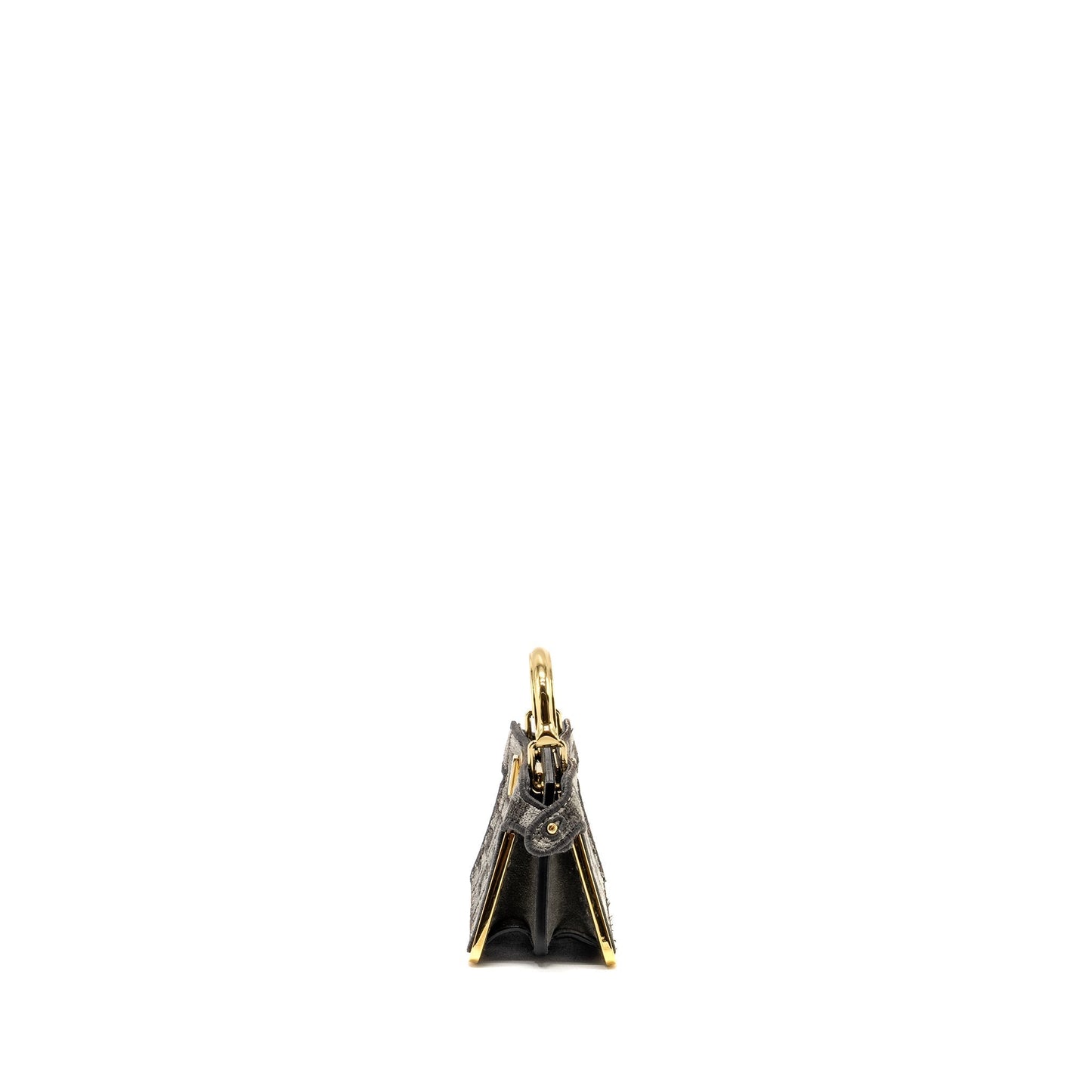 Fendi Nano Peekaboo Purse Fabric Dark Grey