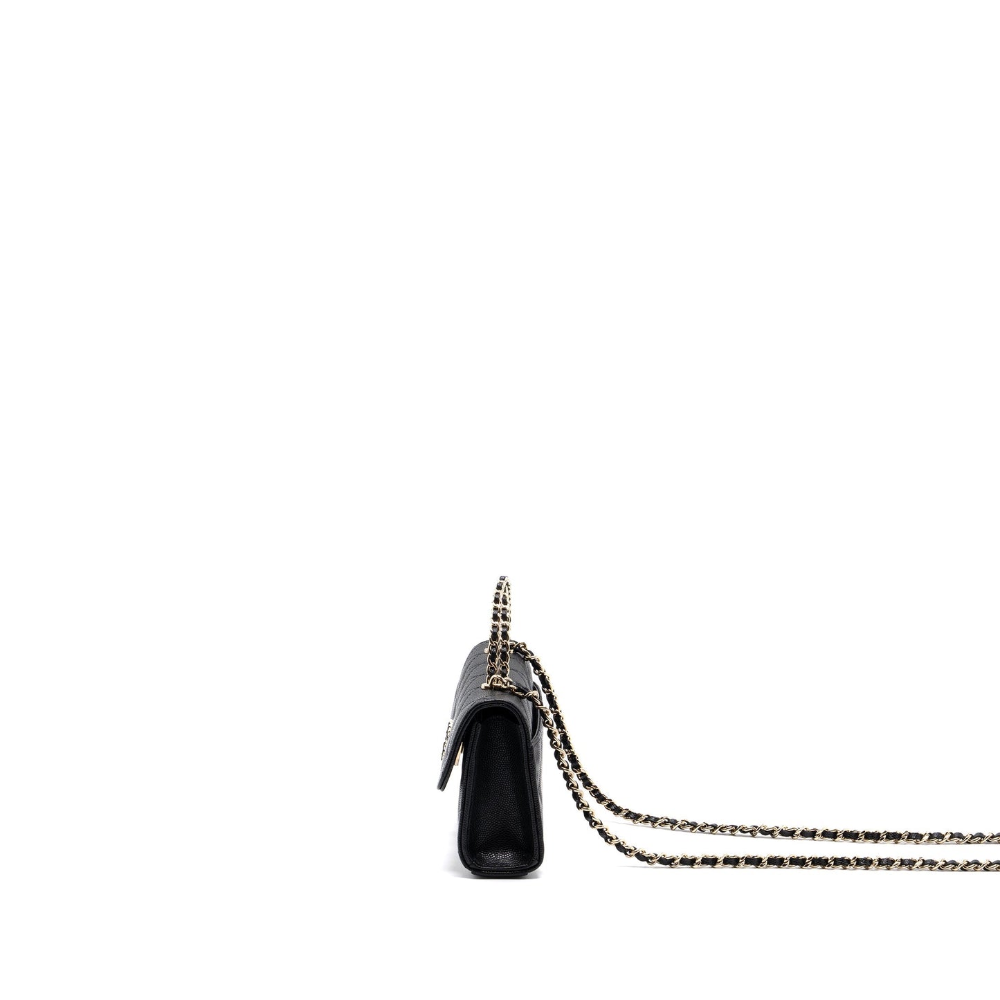 Chanel top handle mini flap bag with chain caviar black L (microchip)