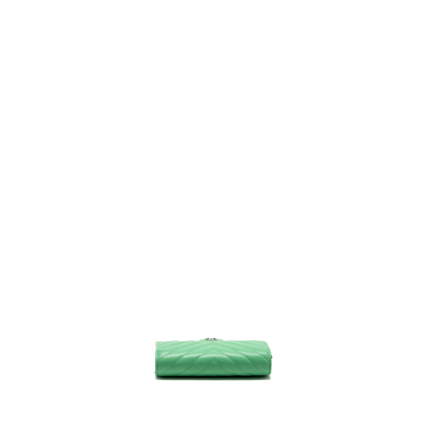 Chanel Classic Flap Wallet Chevron Caviar Green