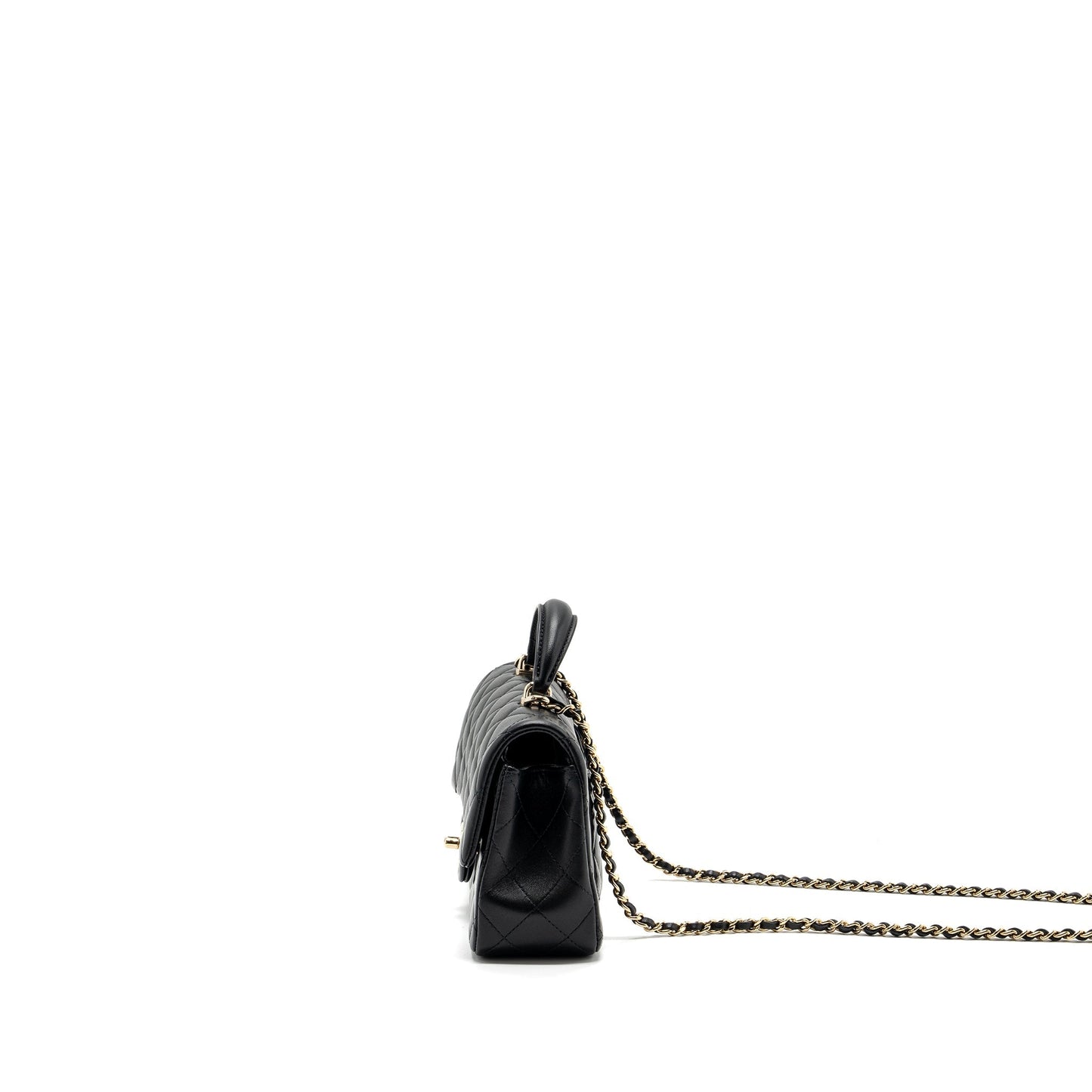 Chanel Top Handle Mini Rectangular Flap Bag lambskin Black L(Microchip)