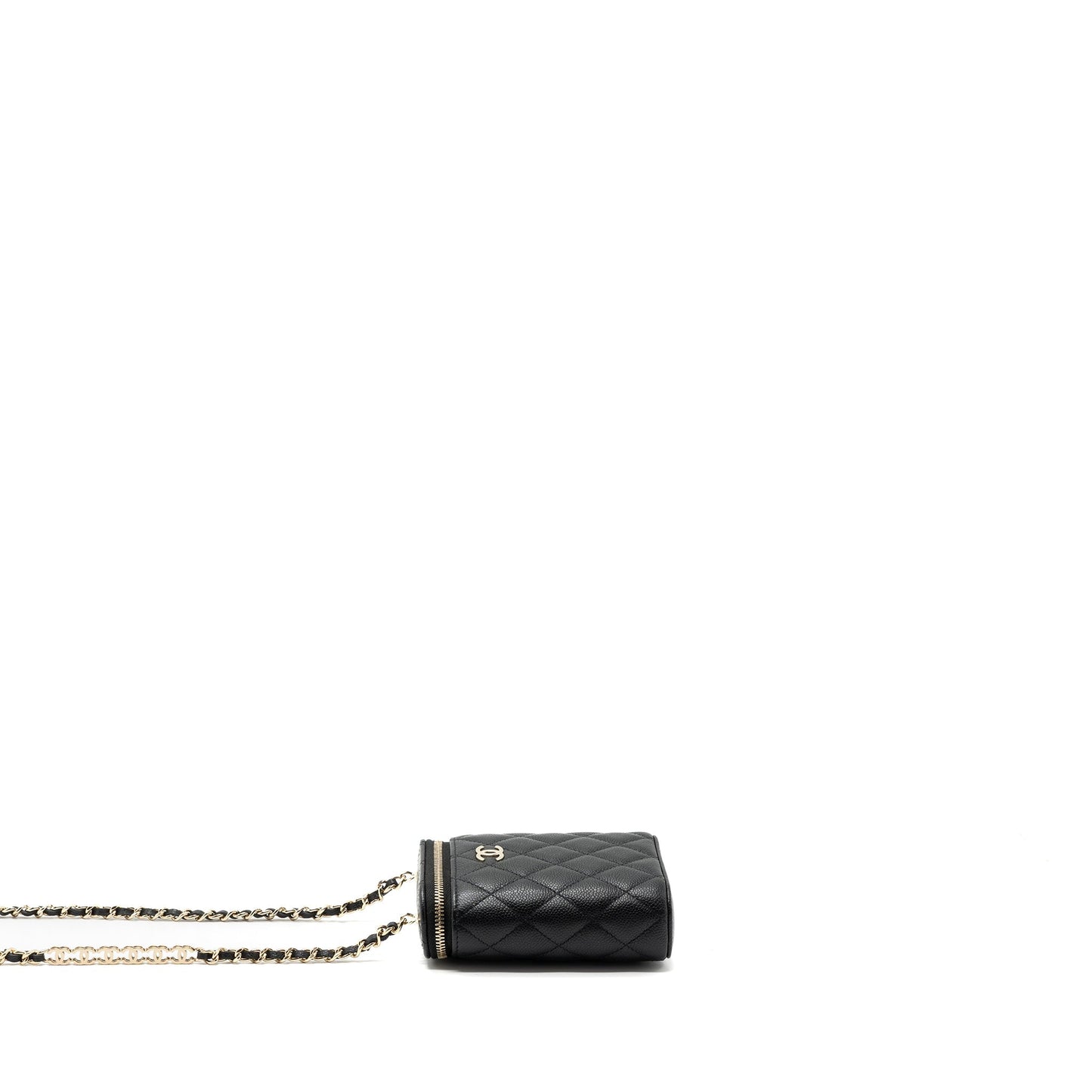 Chanel Vanity Case With Detailed Chain Caviar Black L