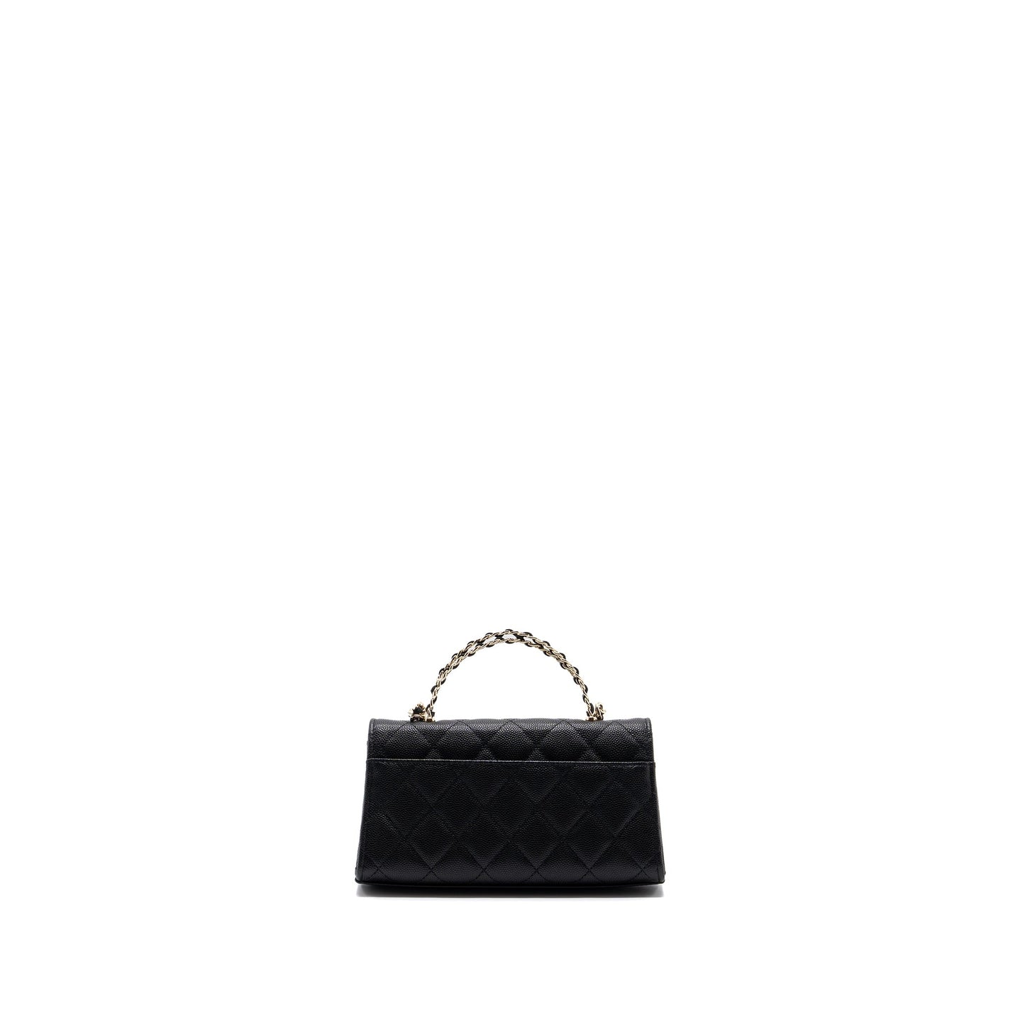 Chanel top handle mini flap bag with chain caviar black L (microchip)