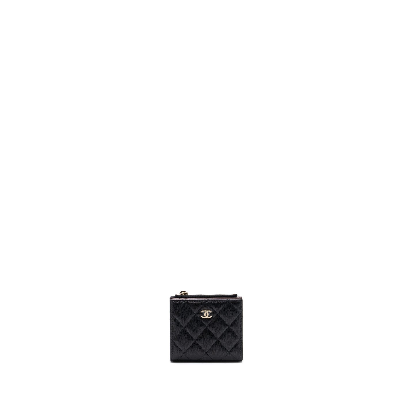 Chanel quilted fold wallet caviar black L (microchip)