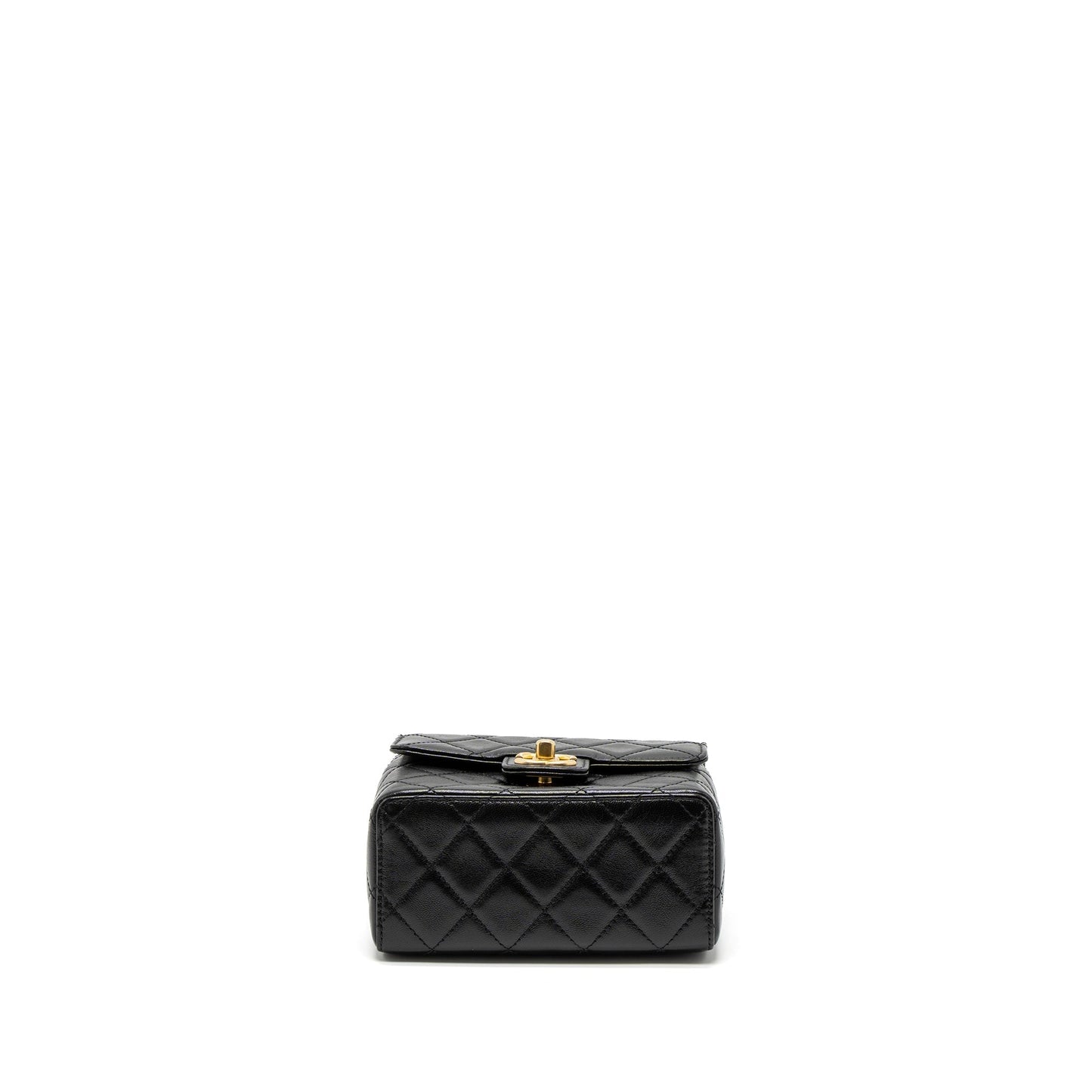 Chanel 22K Retro New Classic Square Mini Flap Bag Goatskin Black Brushed  (Microchip)