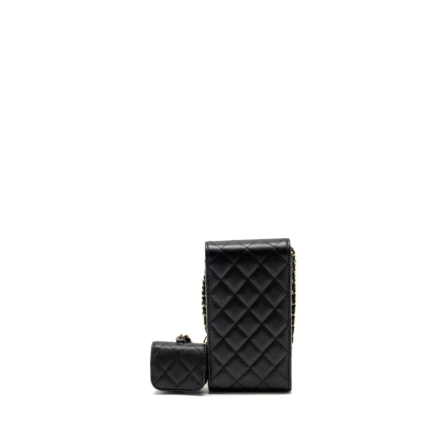 Chanel Classic Phone Clutch with Pouch on Chain Caviar Black L