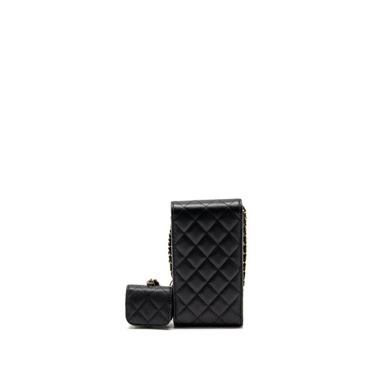 Chanel Classic Phone Clutch with Pouch on Chain Caviar Black L