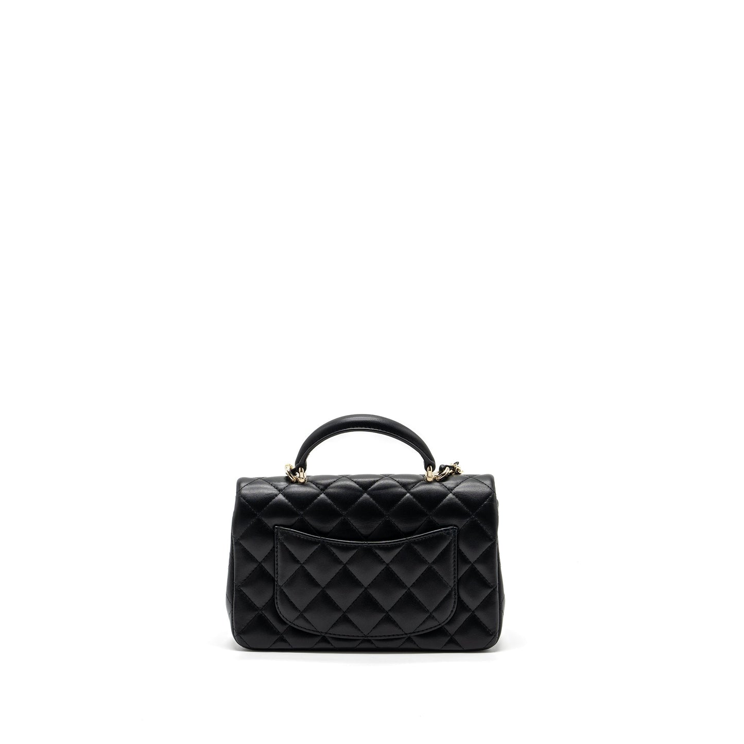 Chanel Top Handle Mini Rectangular Flap Bag lambskin Black L(Microchip)