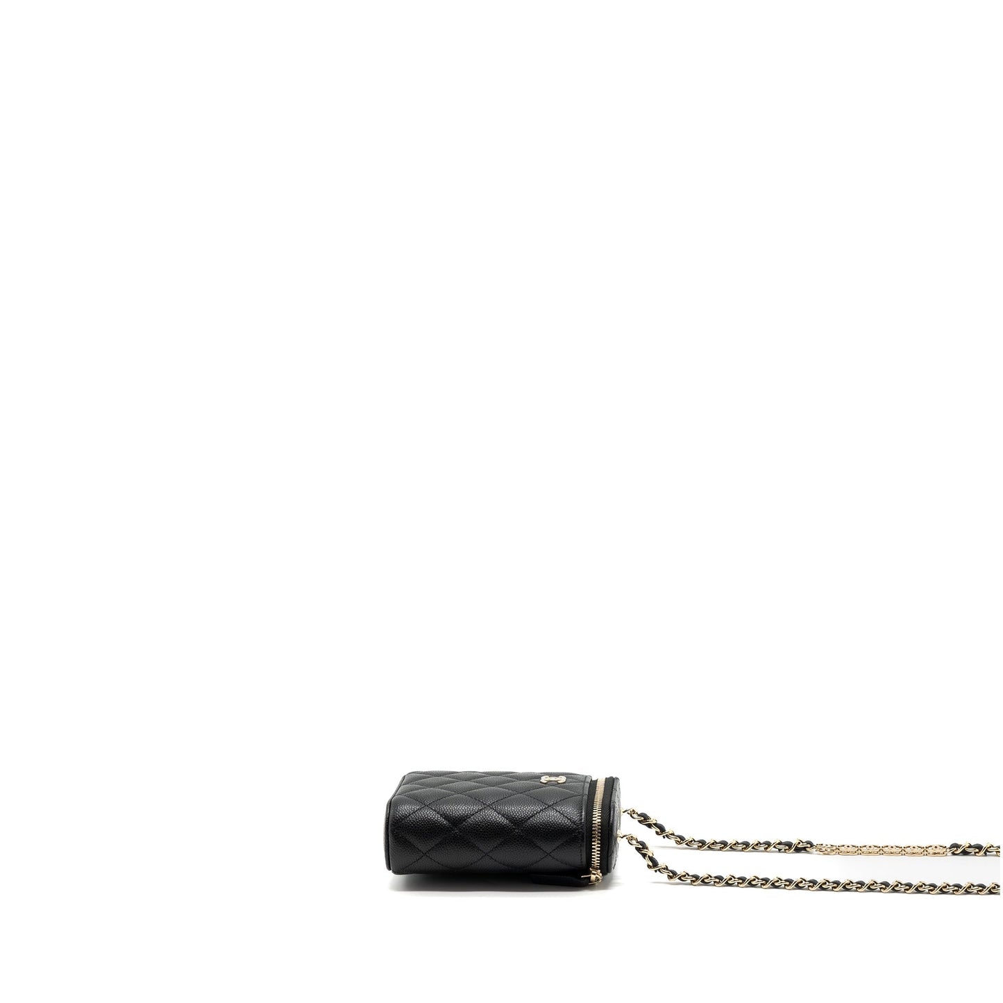 Chanel Vanity Case With Detailed Chain Caviar Black L