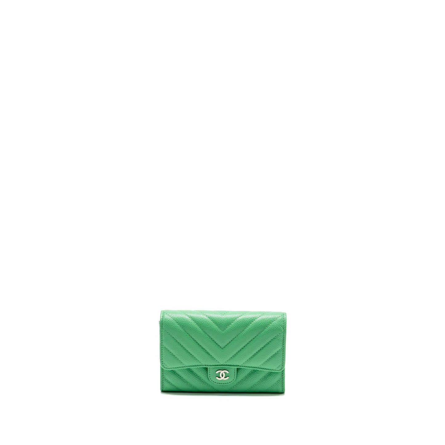 Chanel Classic Flap Wallet Chevron Caviar Green