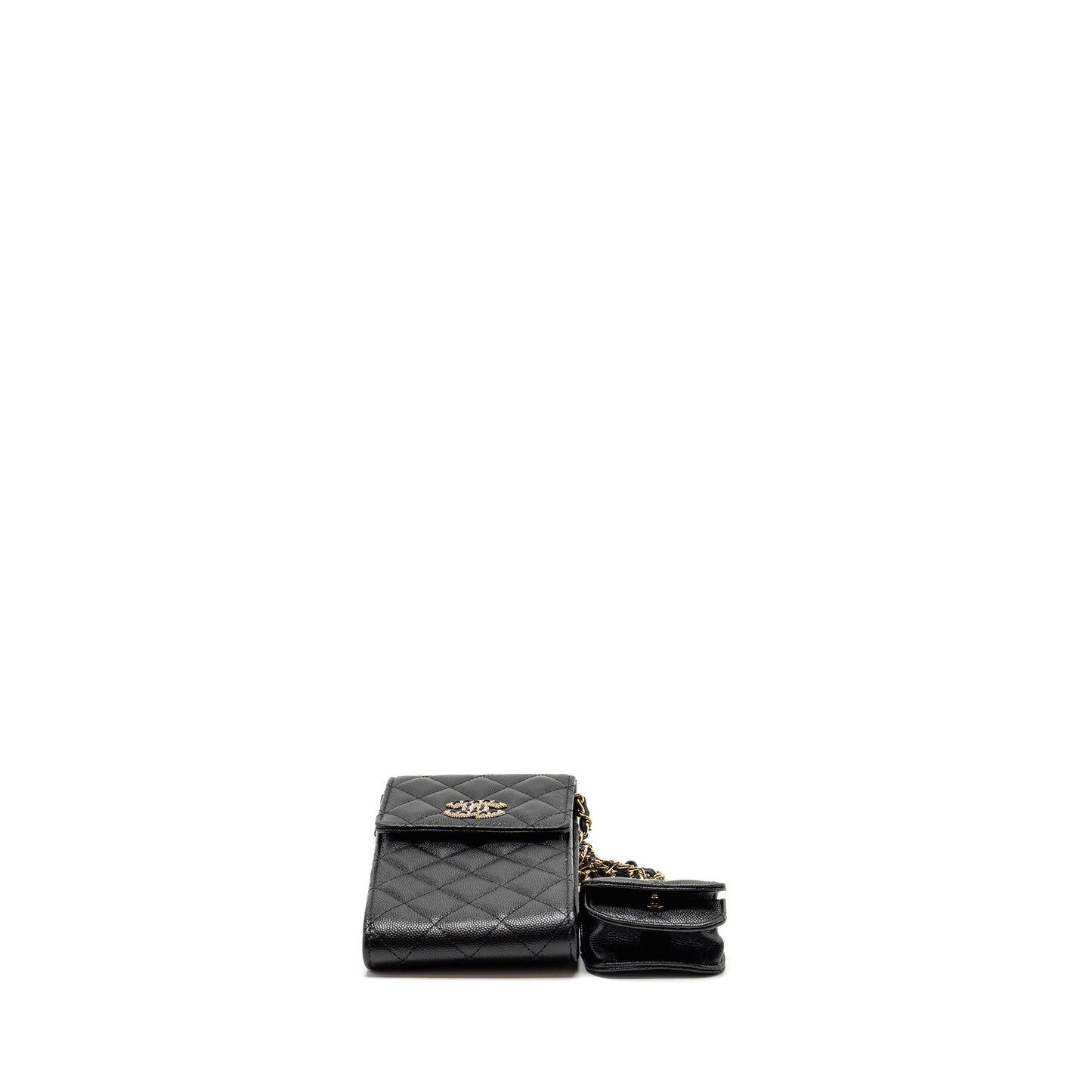 Chanel Classic Phone Clutch with Pouch on Chain Caviar Black L
