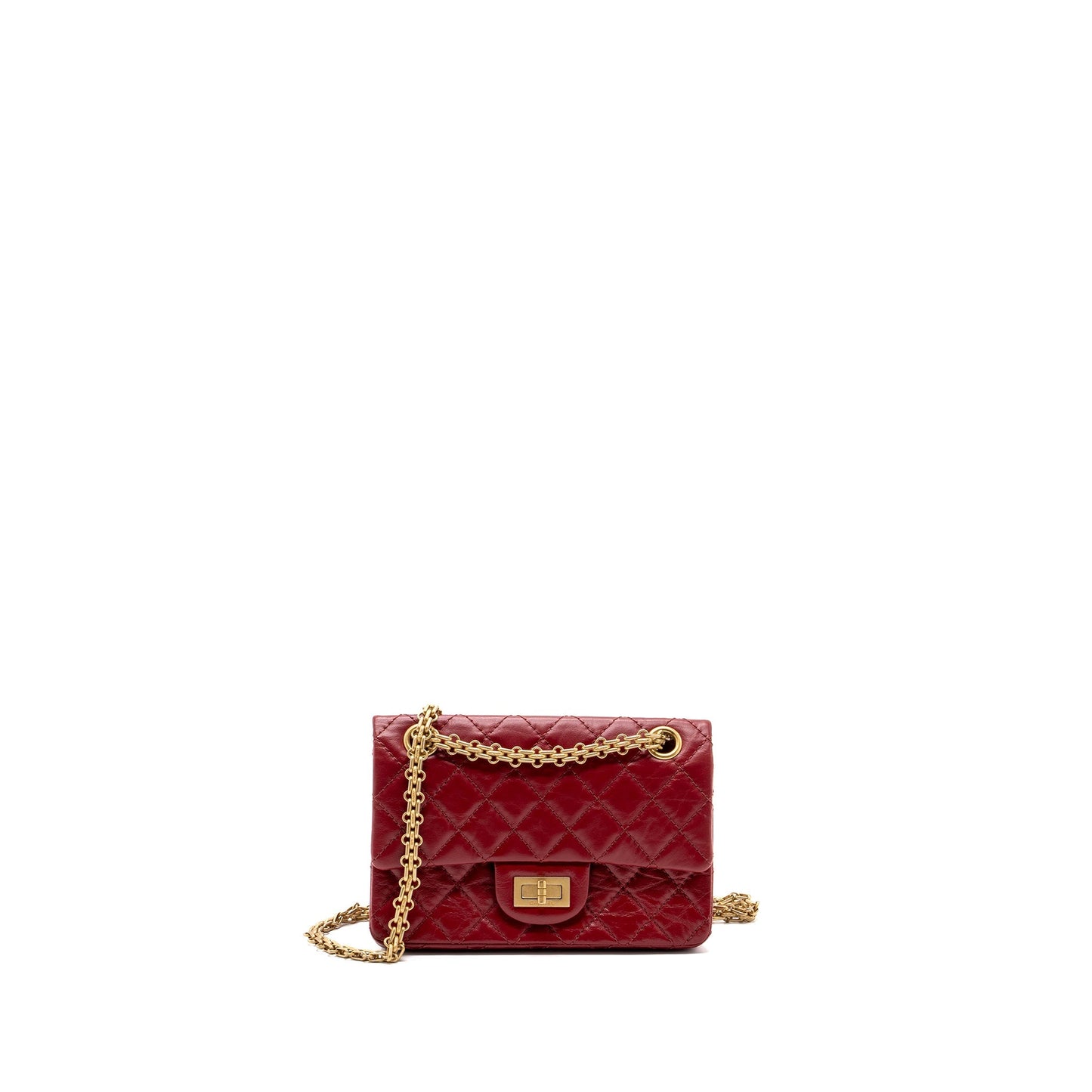 Chanel mini 2.55 reissue flap bag aged calfskin red