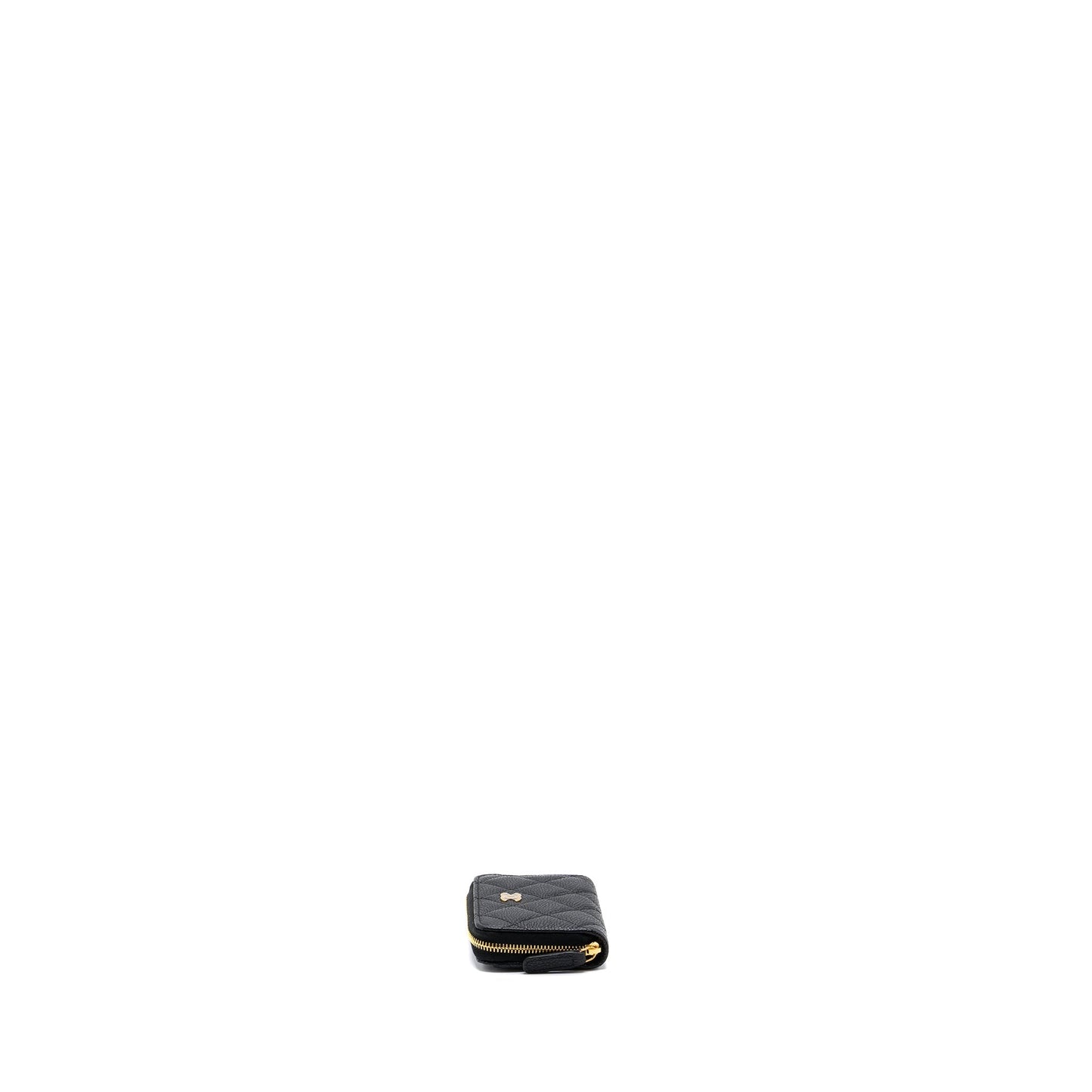 Chanel quilted zipper card holder caviar black  (microchip)