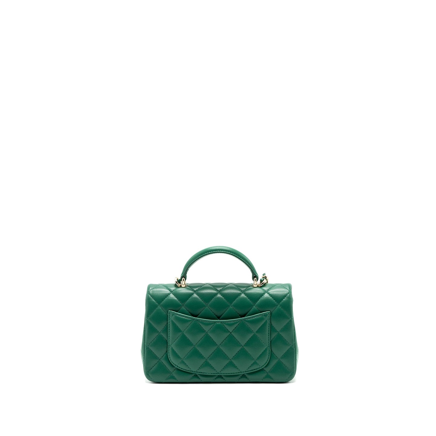 Chanel Top Handle Mini Flap Bag with Chain Lambskin Green L (Microchip)