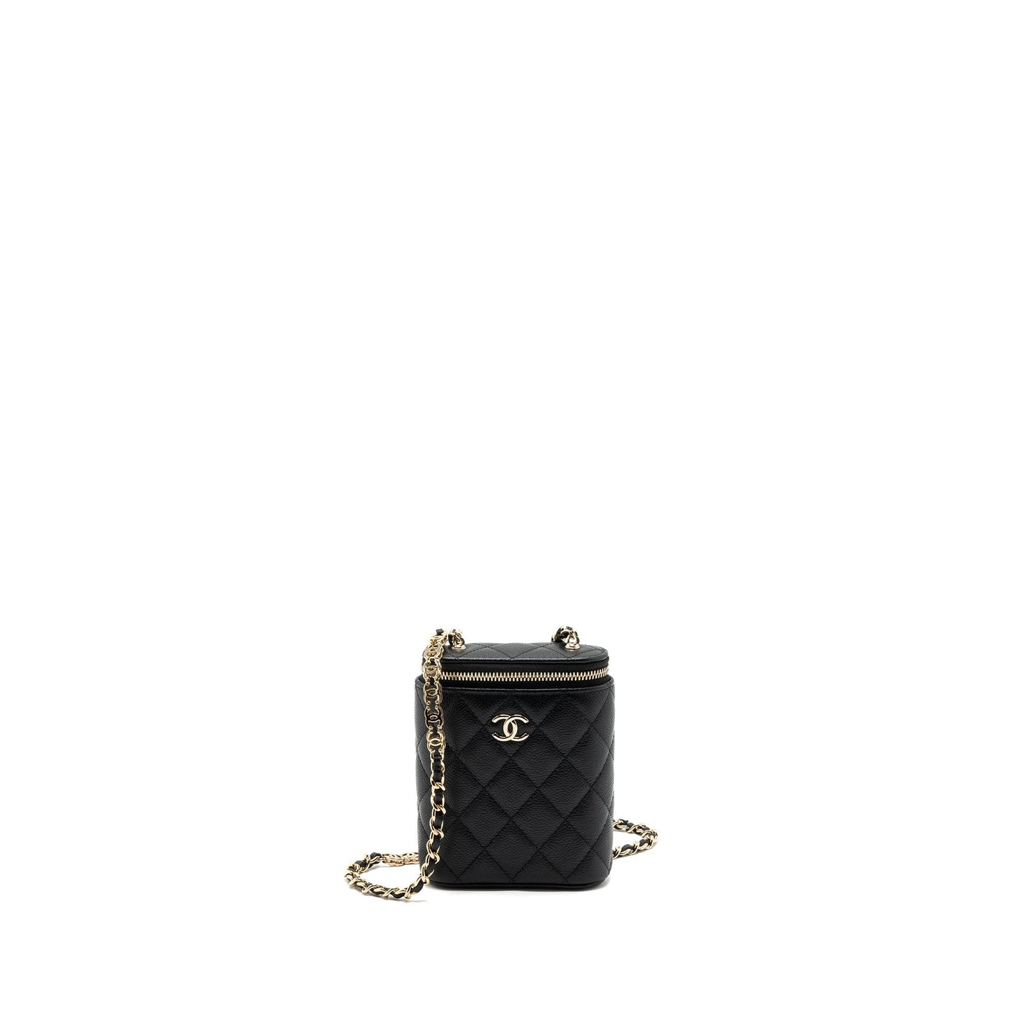 Chanel Vanity Case With Detailed Chain Caviar Black L