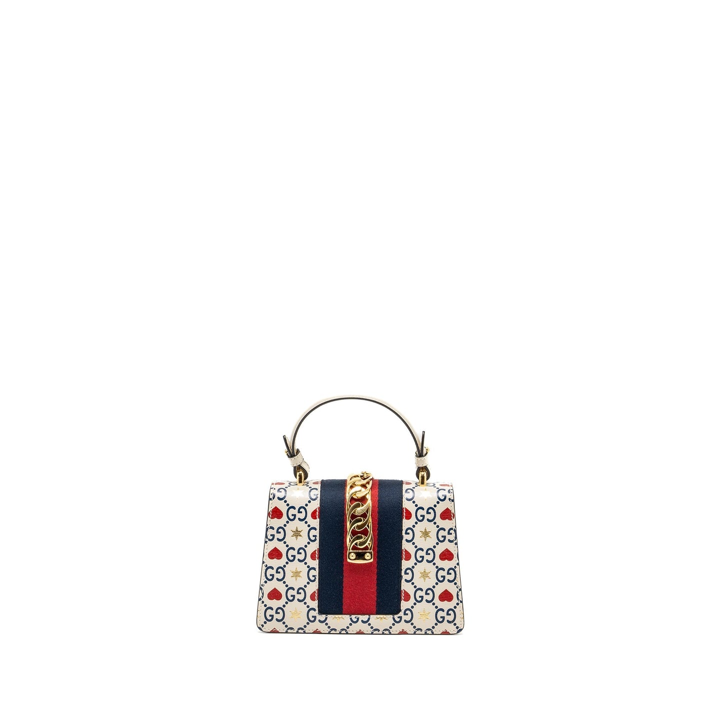 Gucci Mini top handle Sylvie tote bag with heart print limited white multicolor
