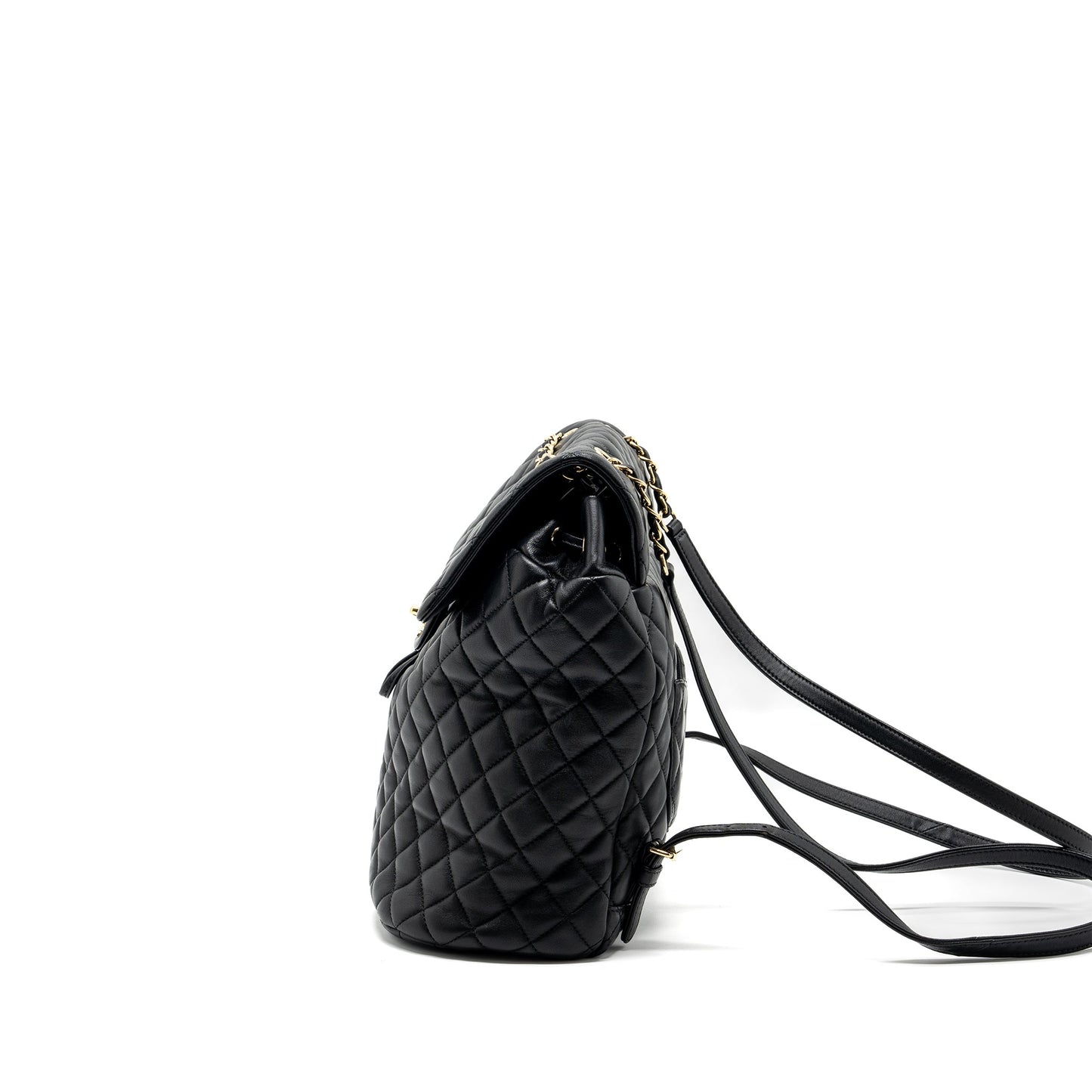 Chanel quilted flap backpack lambskin black